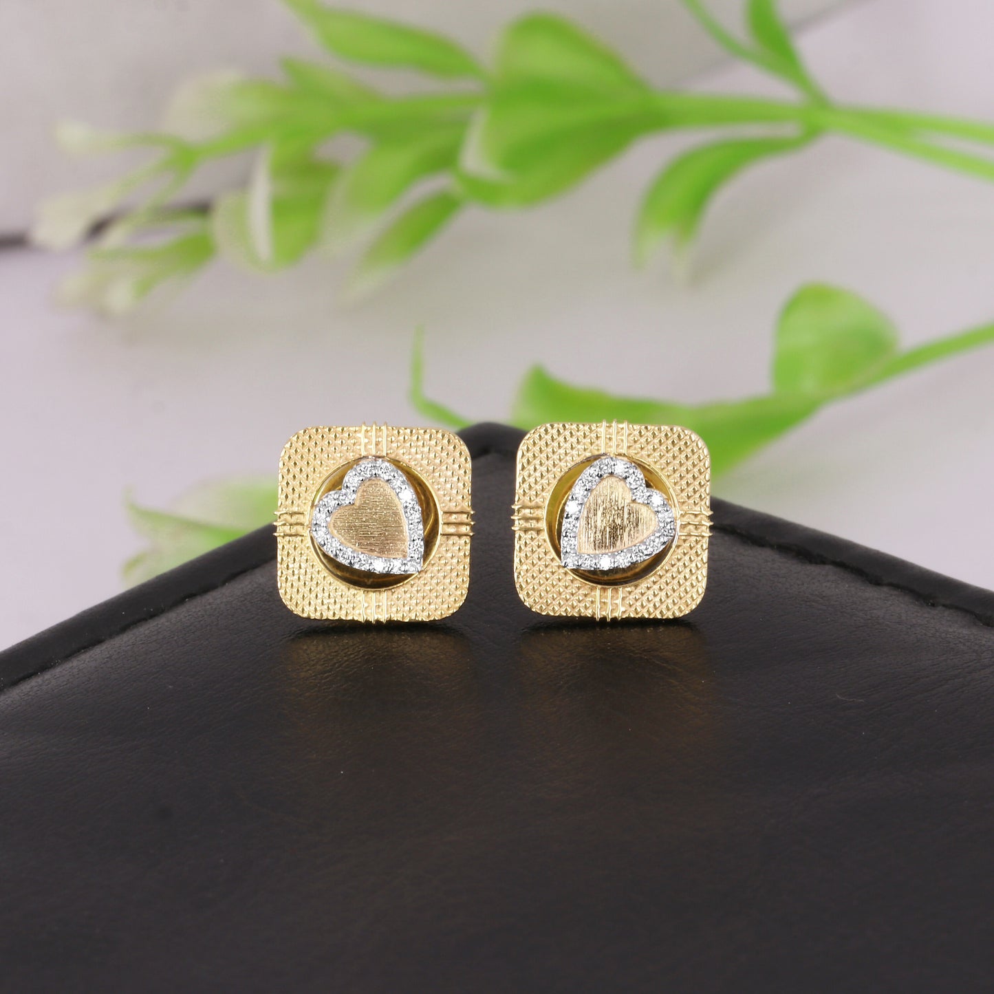 18K Lab-Grown Diamond Pave Round Stud Earrings