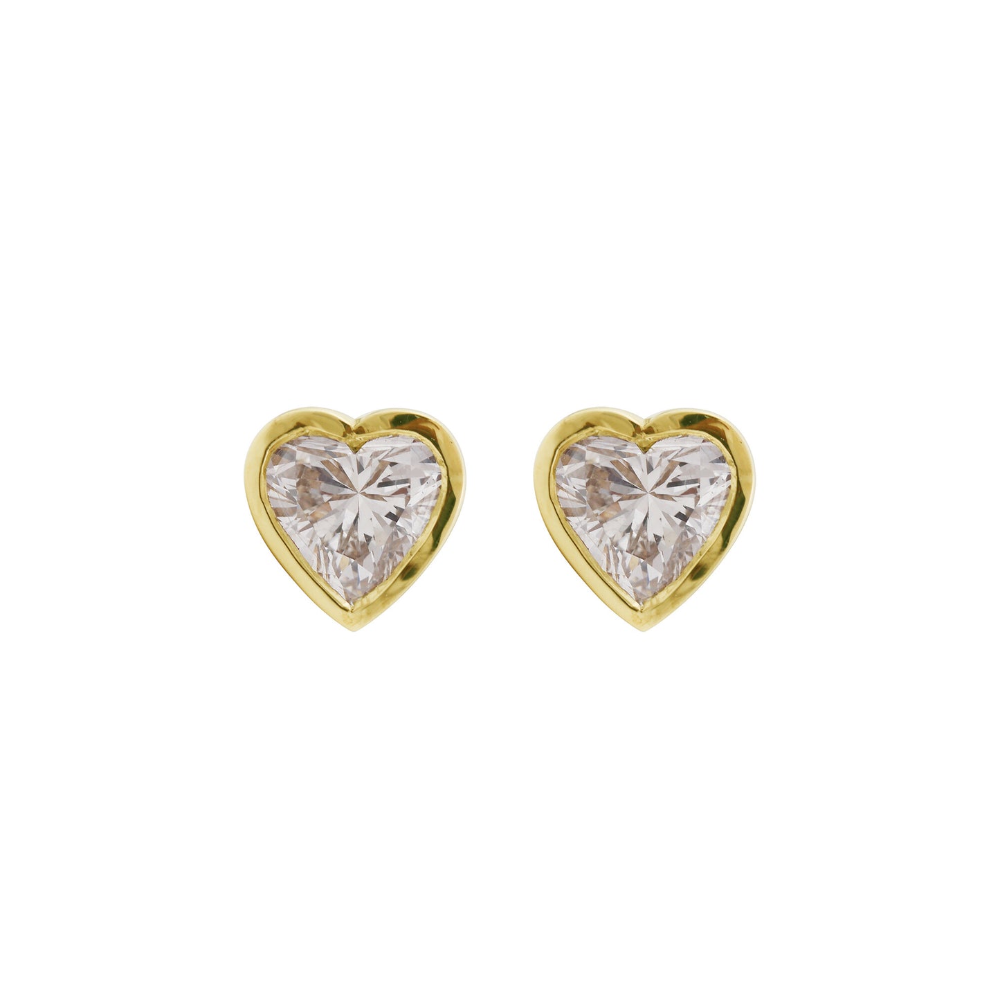 18K Lab-Grown Diamond Heart Stud Earrings