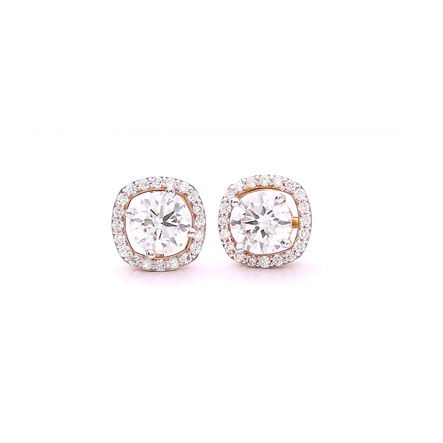 18K Lab-Grown Diamond Solitaire Round Stud Earrings