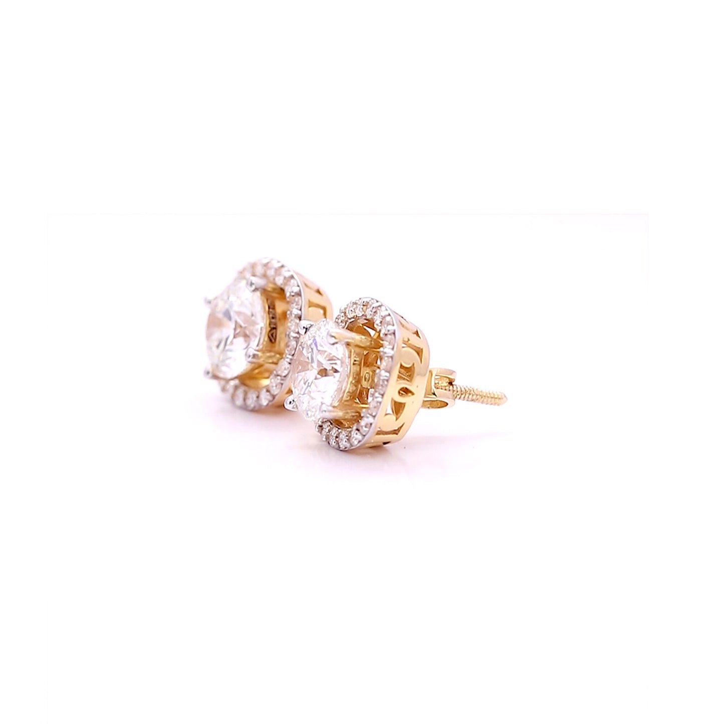 18K Lab-Grown Diamond Solitaire Round Stud Earrings