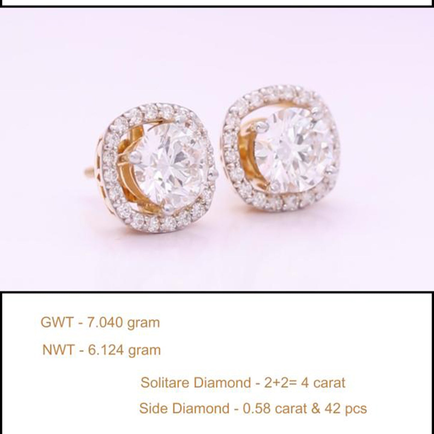 18K Lab-Grown Diamond Solitaire Round Stud Earrings