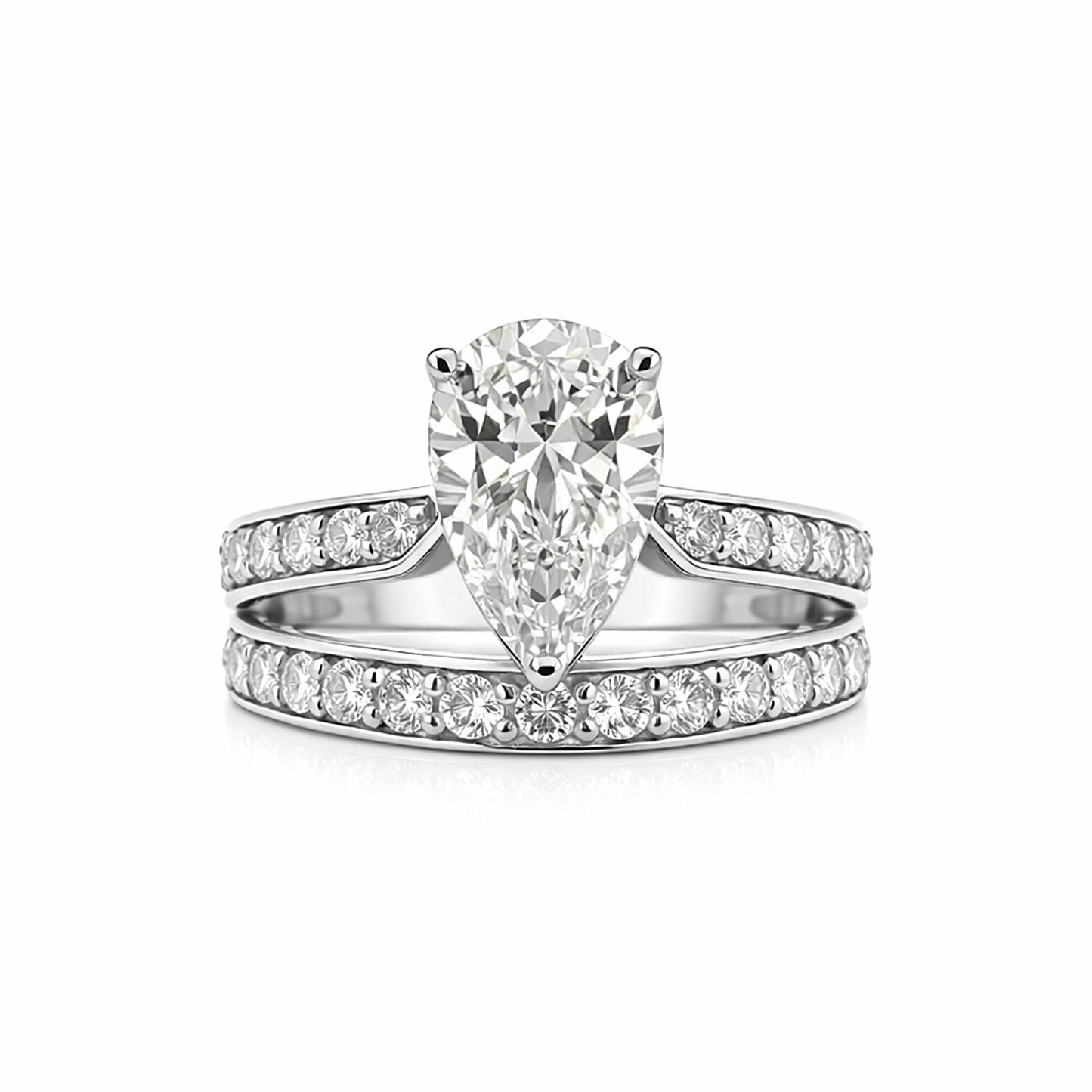 14K Lab Grown Diamond Pear Halo Ring | IGI Certified