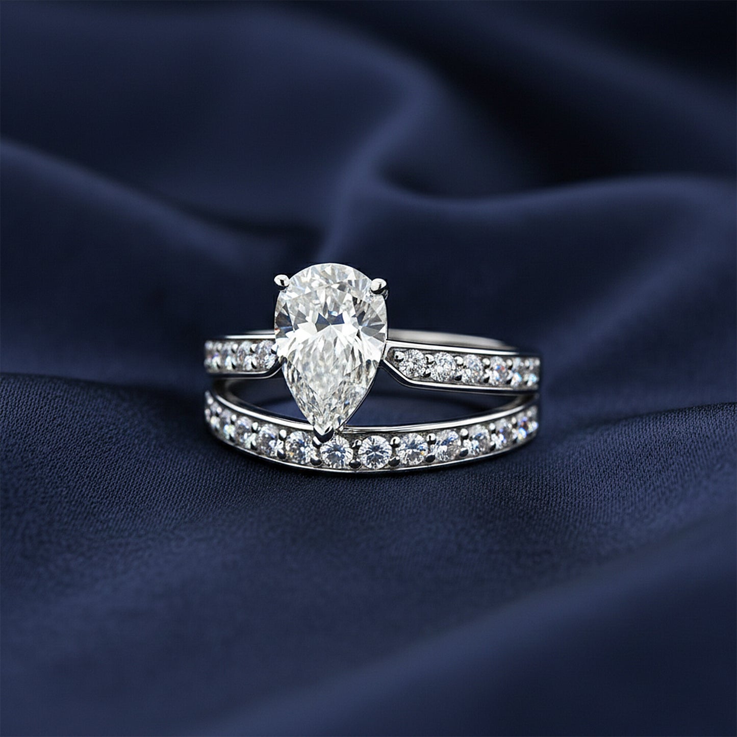 14K Lab Grown Diamond Pear Halo Ring | IGI Certified