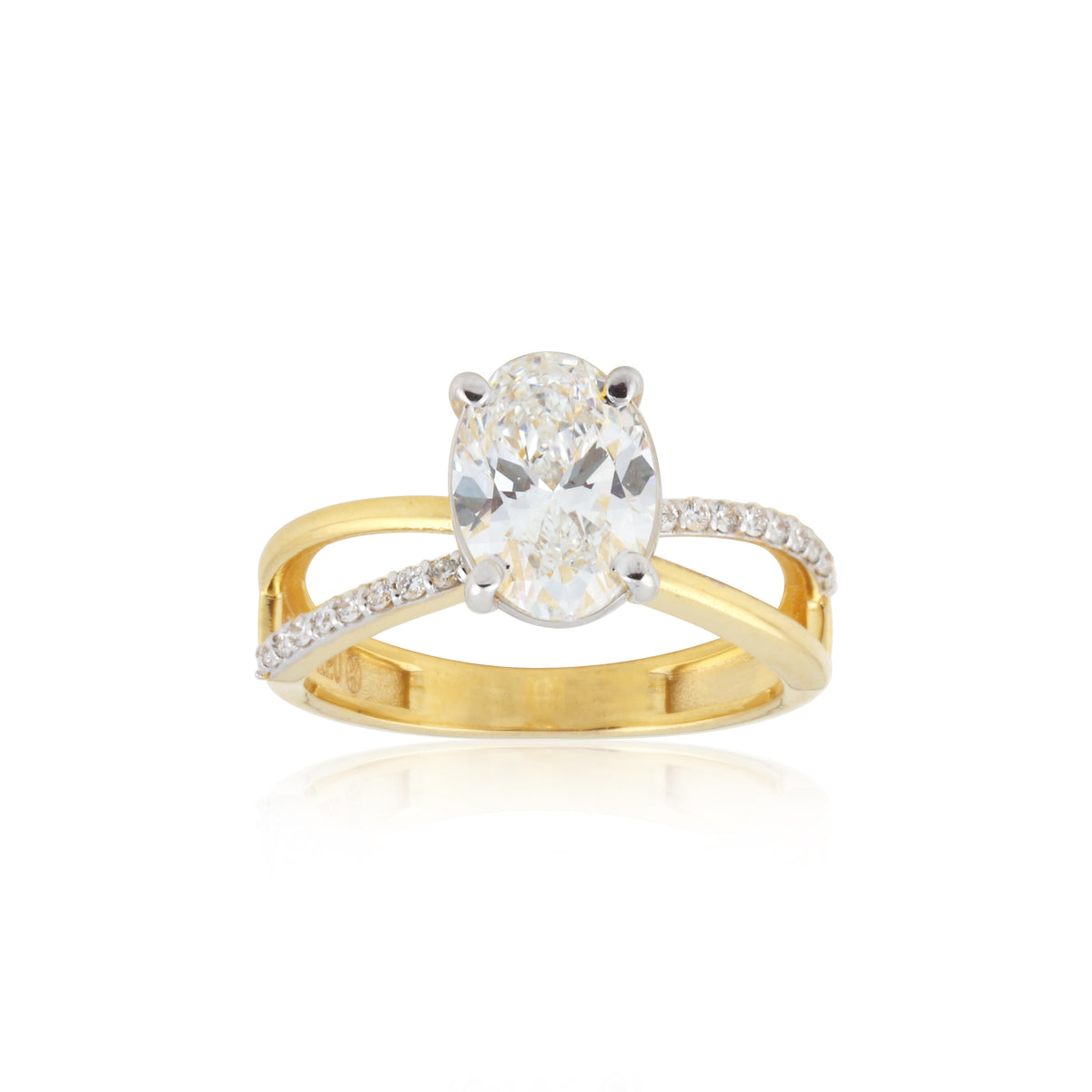 14K Lab Grown Diamond Oval Petite Halo Ring | IGI Certified