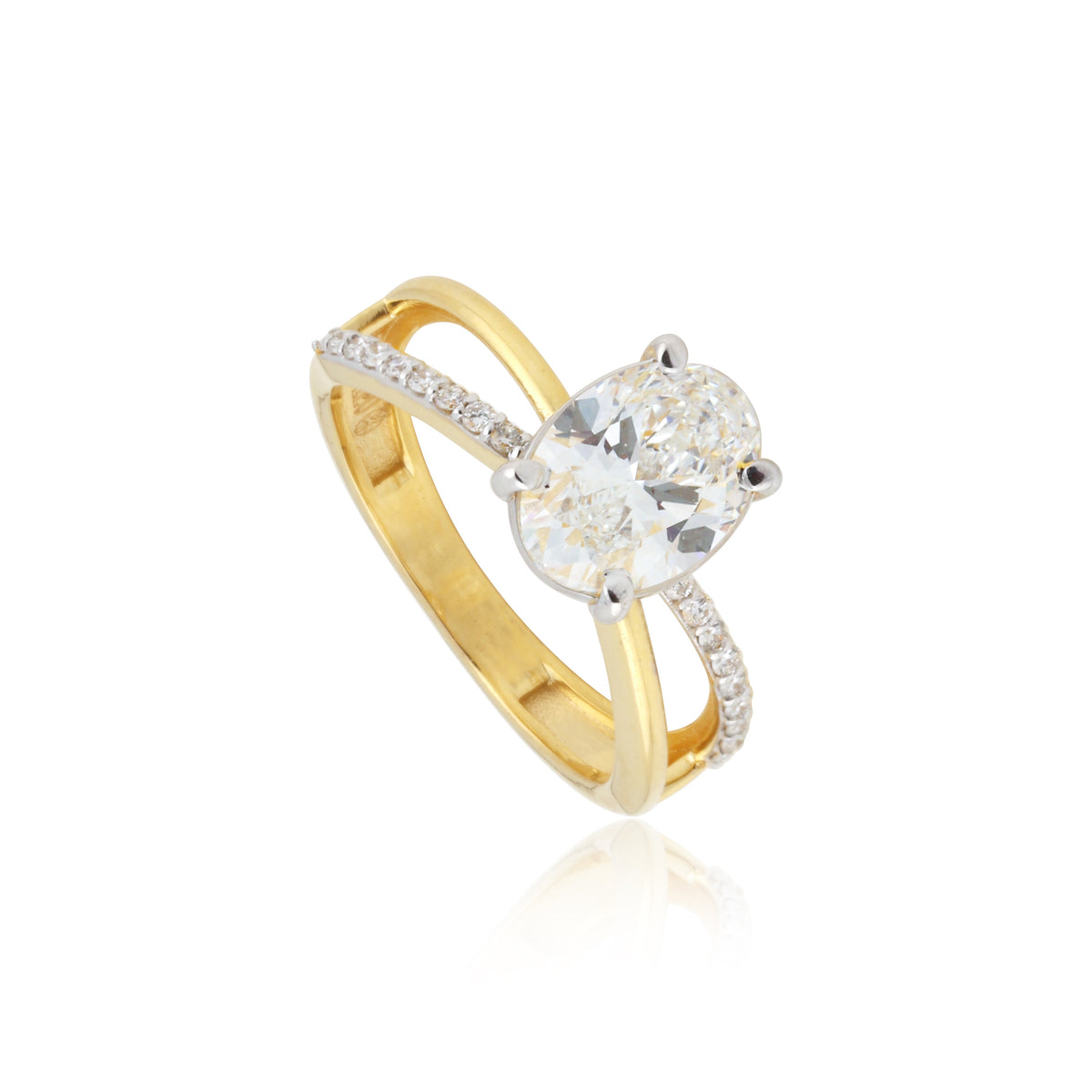 14K Lab Grown Diamond Oval Petite Halo Ring | IGI Certified