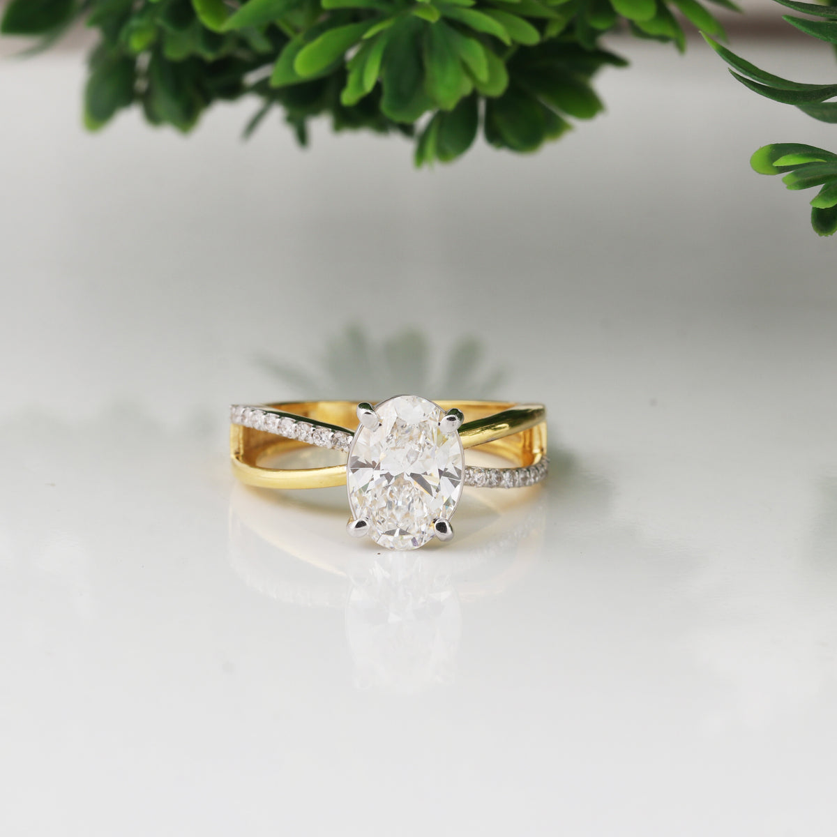 14K Lab Grown Diamond Oval Petite Halo Ring | IGI Certified