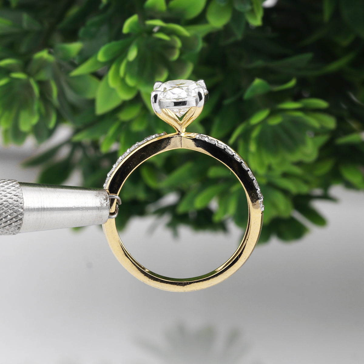 14K Lab Grown Diamond Oval Petite Halo Ring | IGI Certified