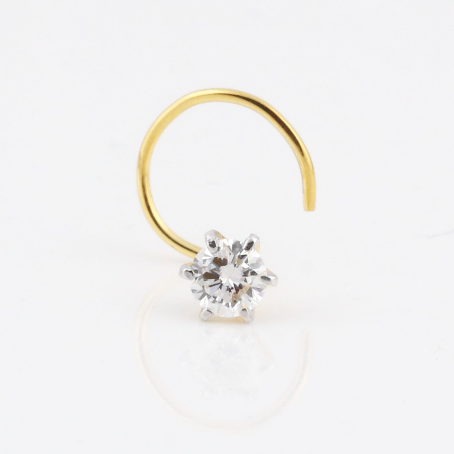 18K Gold Lab Grown Diamond Nose Pin – Round Cut, 0.12 Carat, IGI Certified