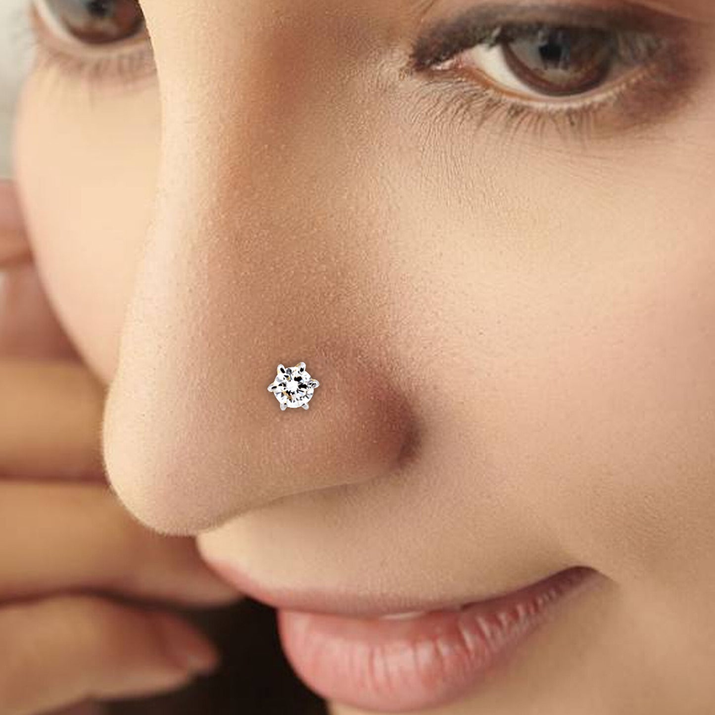 18K Gold Lab Grown Diamond Nose Pin – Round Cut, 0.12 Carat, IGI Certified