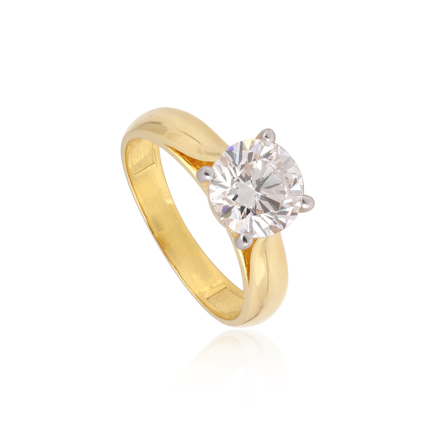 18K Lab Grown Diamond Solitaire Ring (1.04 ct, Round Cut) - BIS Hallmarked Gold