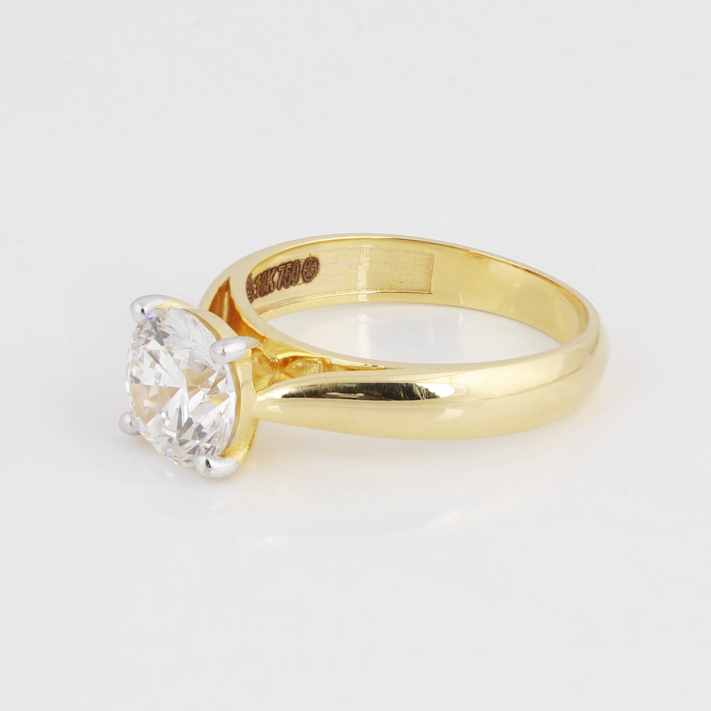 18K Lab Grown Diamond Solitaire Ring (1.04 ct, Round Cut) - BIS Hallmarked Gold