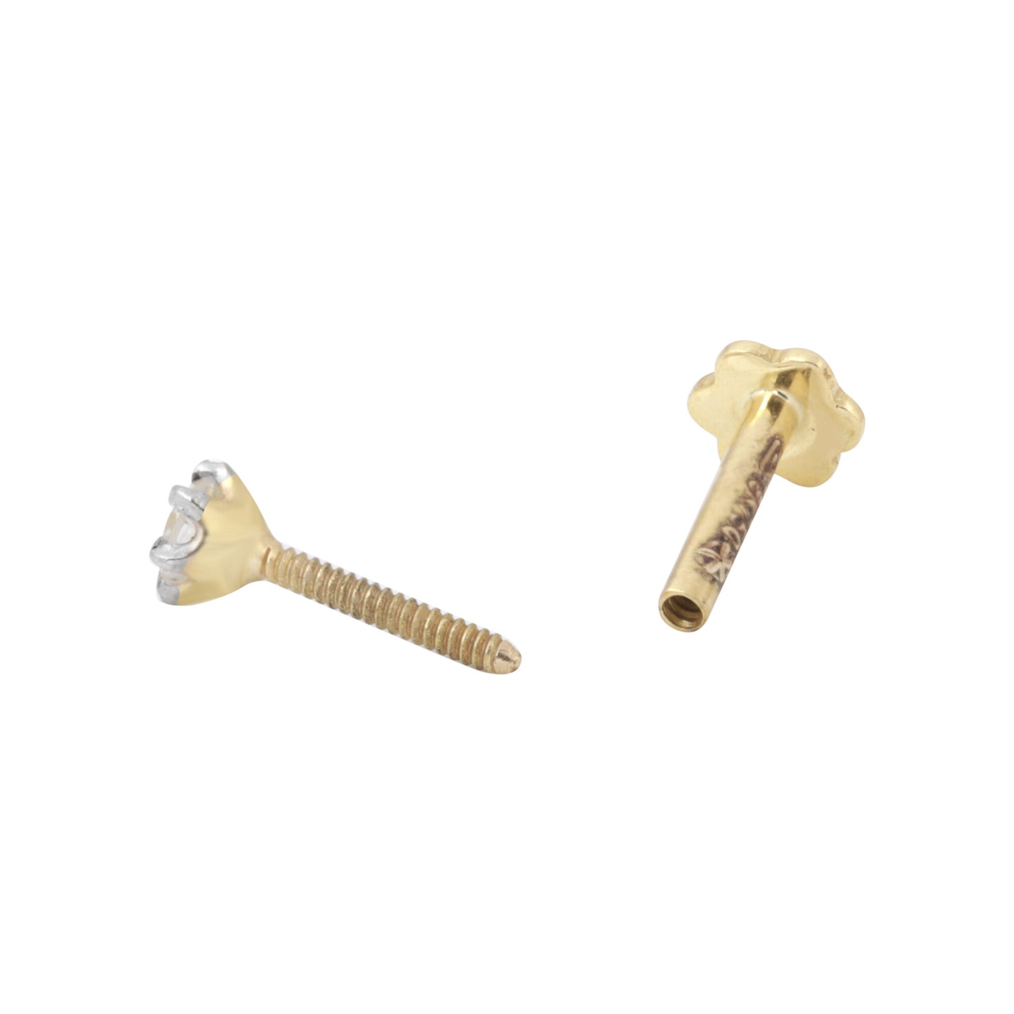 18K Gold Lab Grown Diamond Nose Pin – Round Cut, 0.07 Carat, IGI Certified