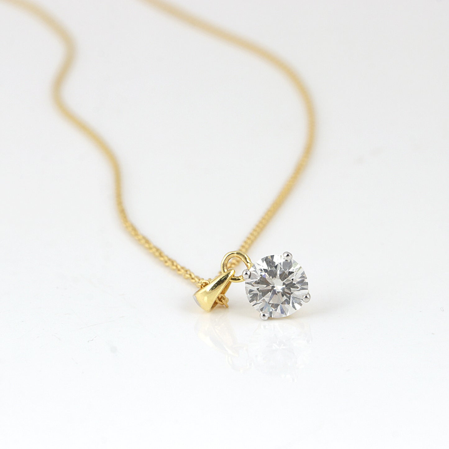 14K/18K Gold Minimalist Diamond Accent Pendant Necklace