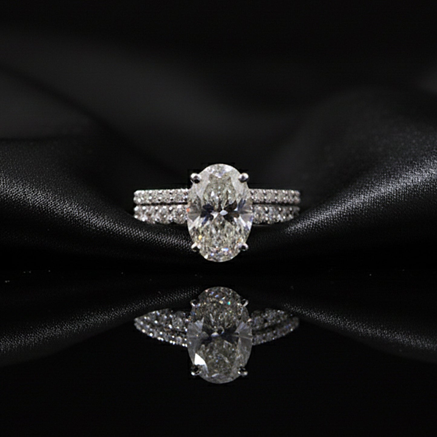 14K Lab Grown Diamond Oval Halo Ring | IGI Certified