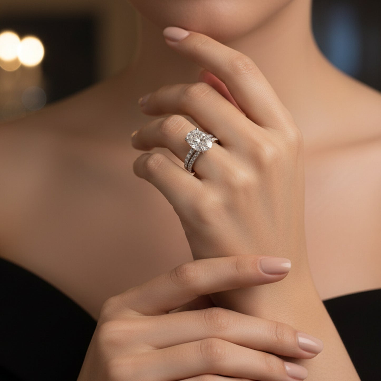 14K Lab Grown Diamond Oval Halo Ring | IGI Certified