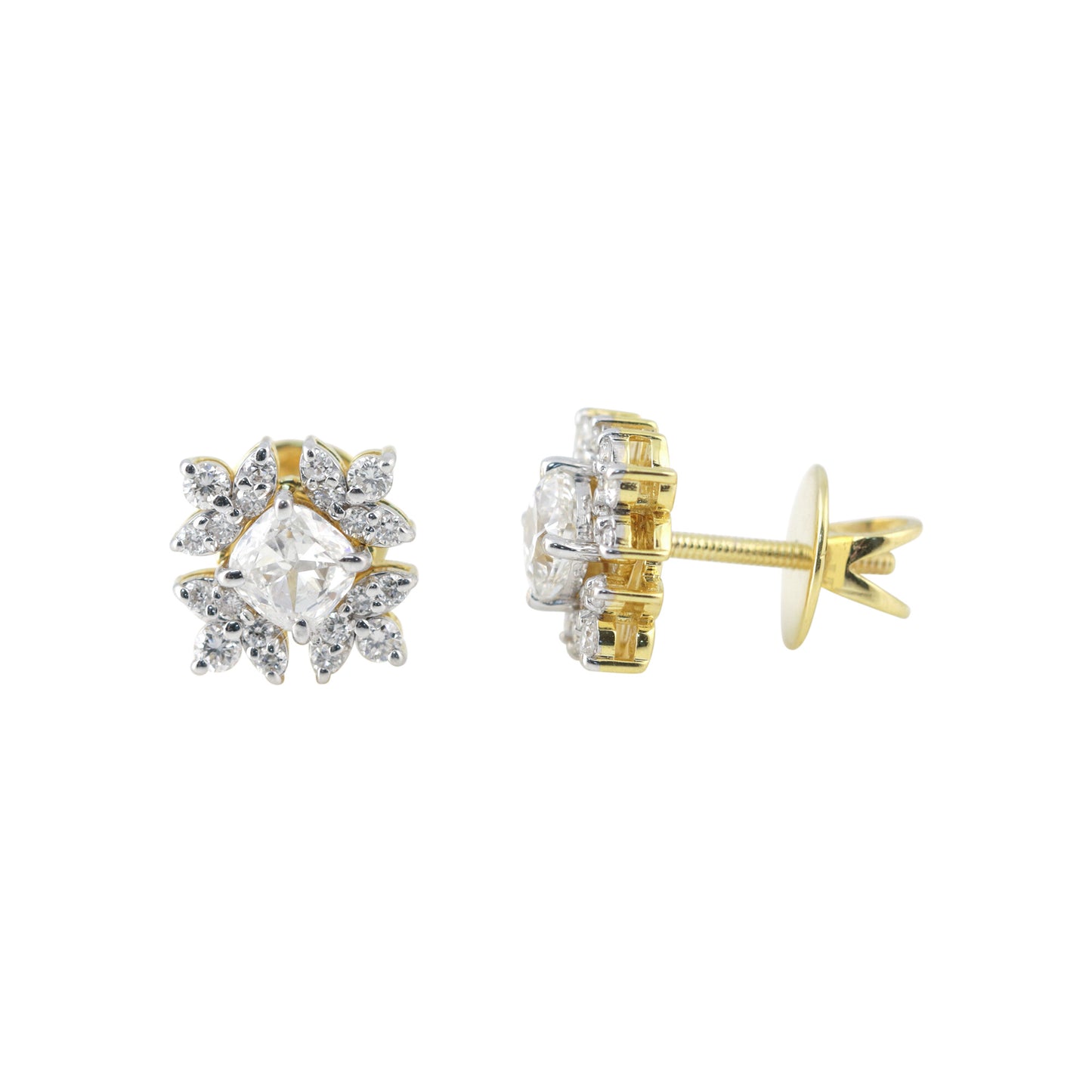 14K/18K Lab-Grown Diamond Pave Round Stud Earrings