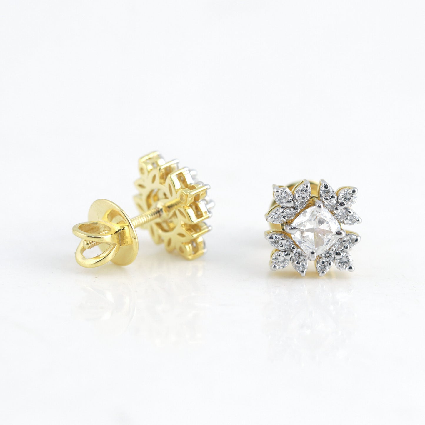 14K/18K Lab-Grown Diamond Pave Round Stud Earrings