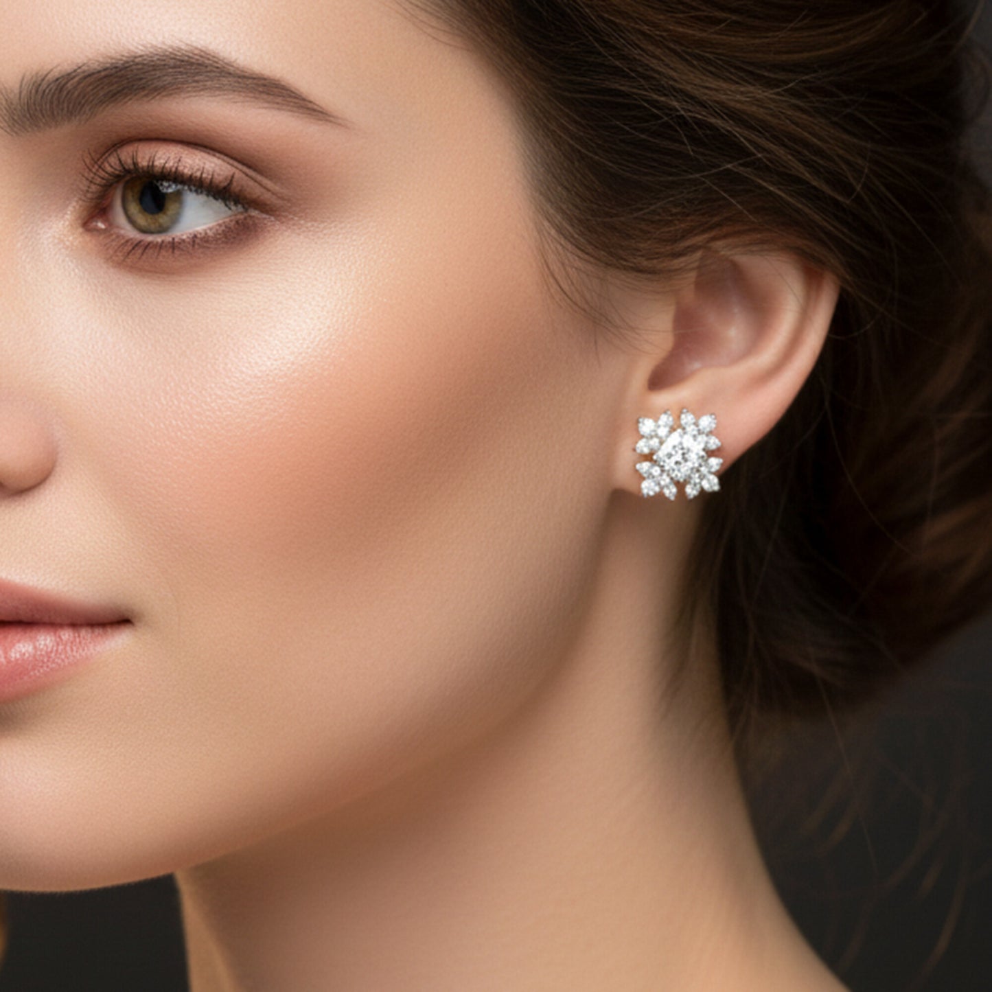14K/18K Lab-Grown Diamond Pave Round Stud Earrings