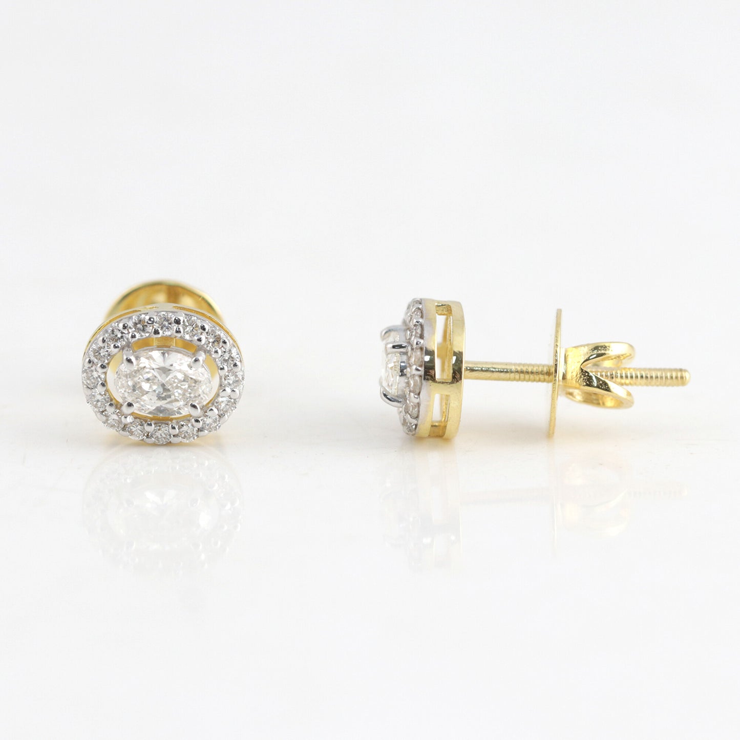 18K Lab-Grown Diamond Pave Round Stud Earrings