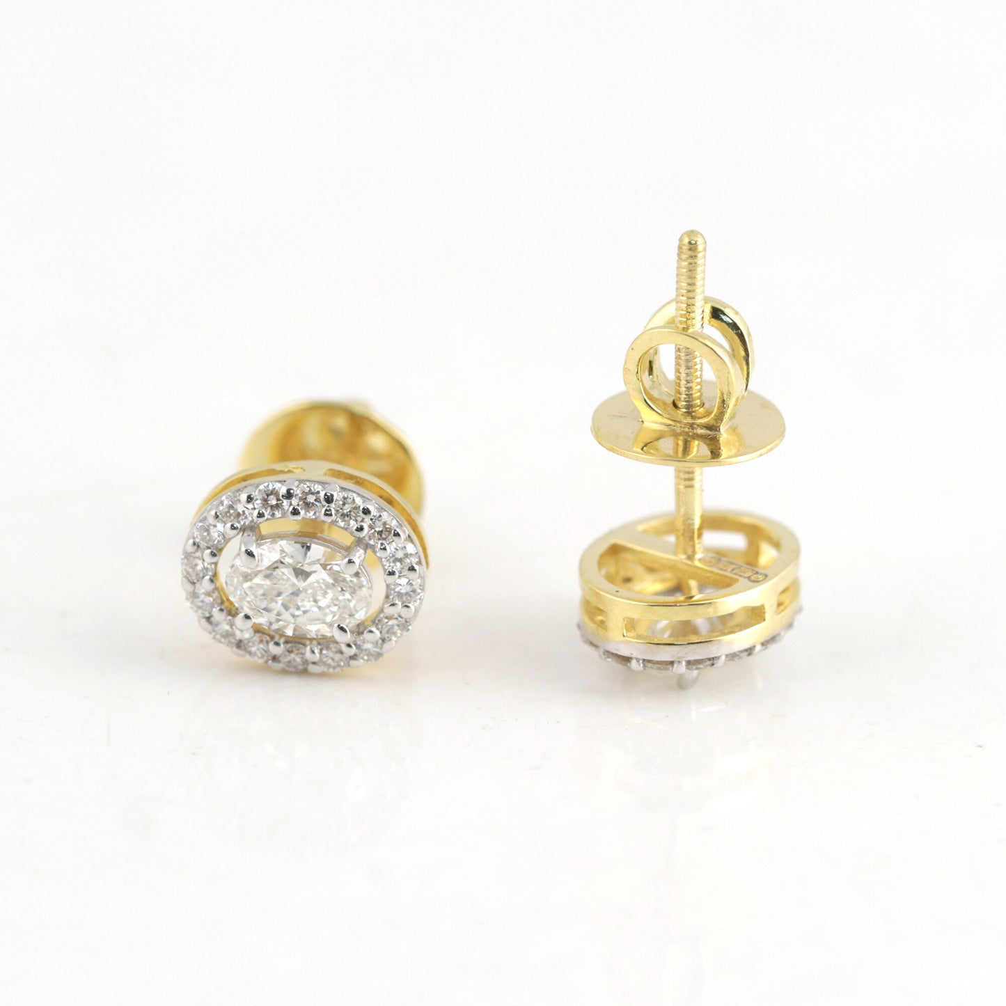 18K Lab-Grown Diamond Pave Round Stud Earrings
