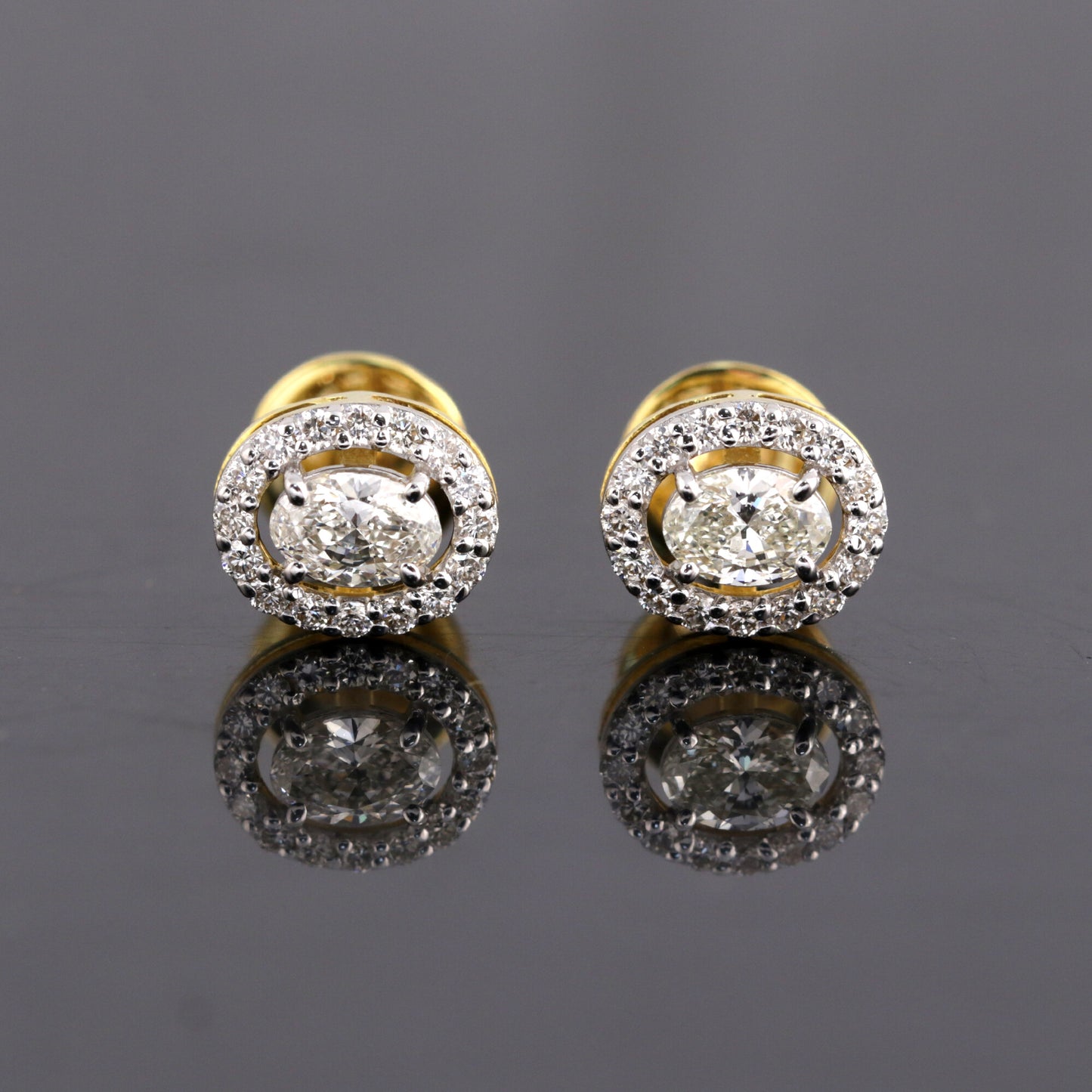 18K Lab-Grown Diamond Pave Round Stud Earrings