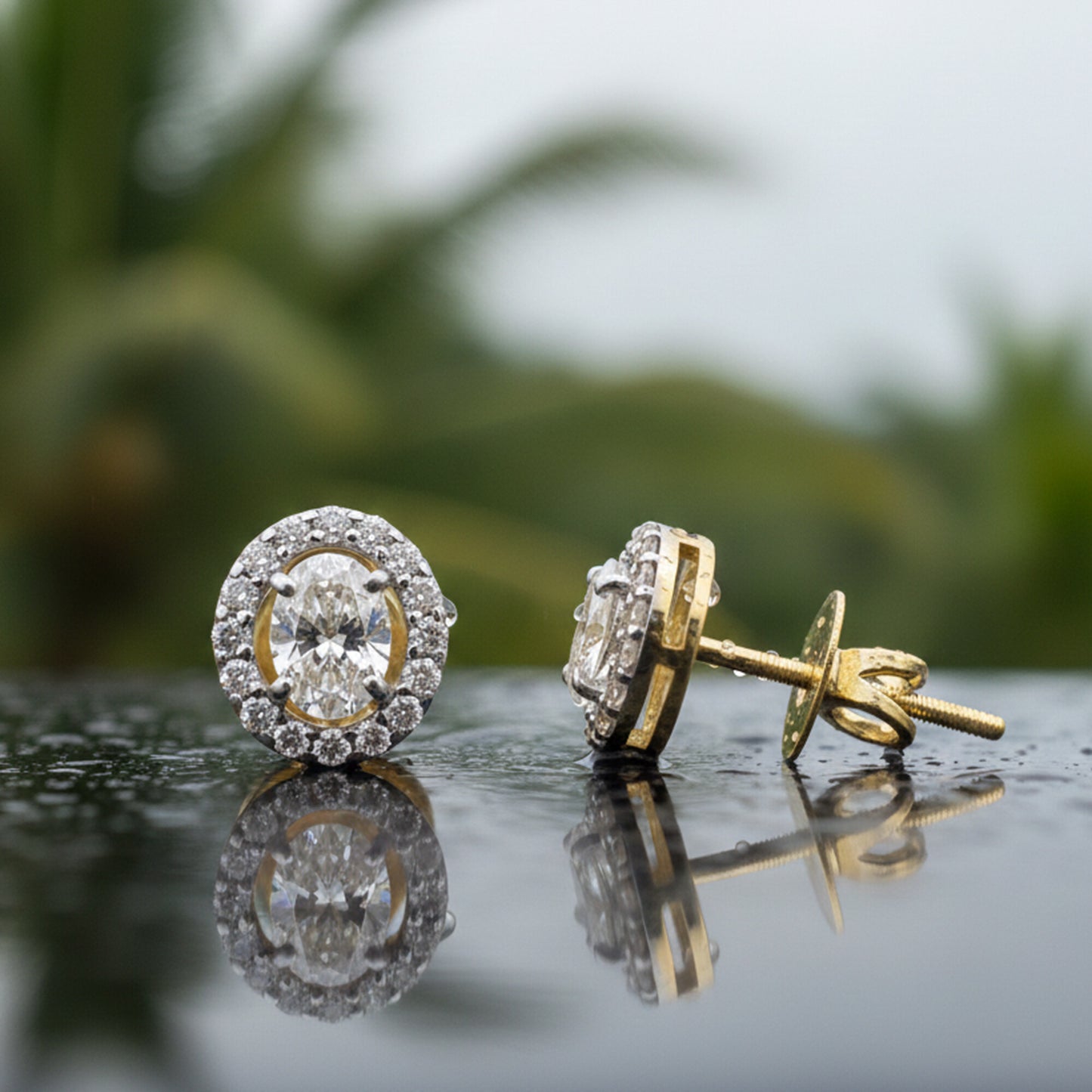 18K Lab-Grown Diamond Pave Round Stud Earrings