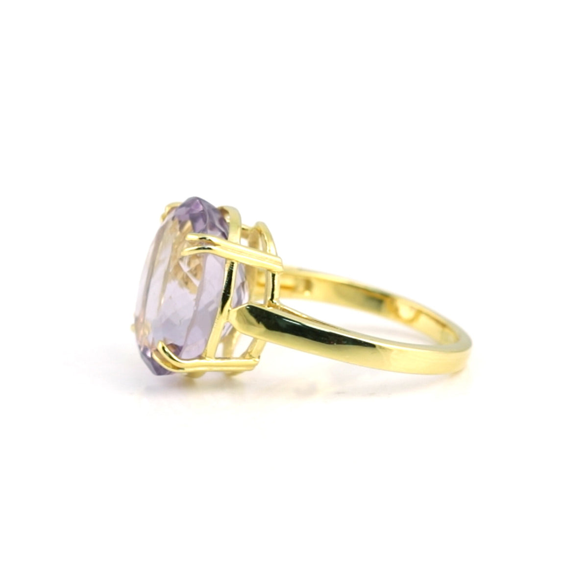 18K Natural Amethyst Oval Cut Ring with Diamond Accents - BIS Hallmarked Gold