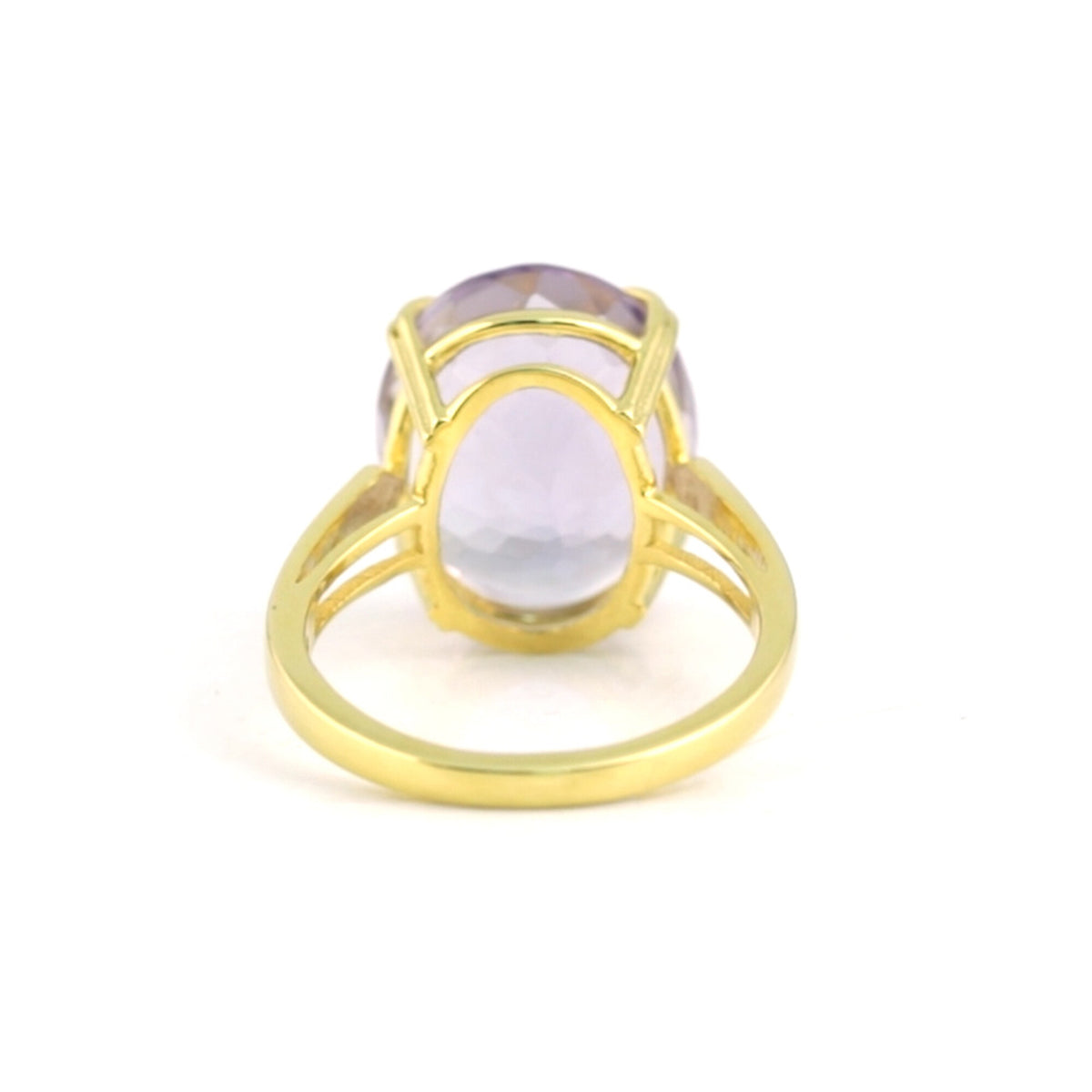 18K Natural Amethyst Oval Cut Ring with Diamond Accents - BIS Hallmarked Gold