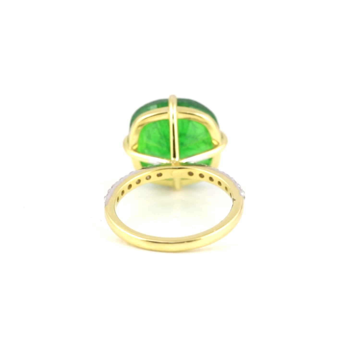 9K/14K Lab Grown Emerald Cushion Cut Ring with Diamond Accents - BIS Hallmarked Gold