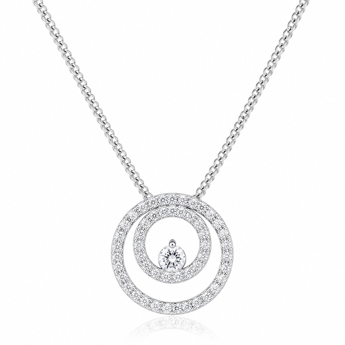 18K Lab Grown Diamond Necklace – 2 Carat Round Diamonds, Hallmarked