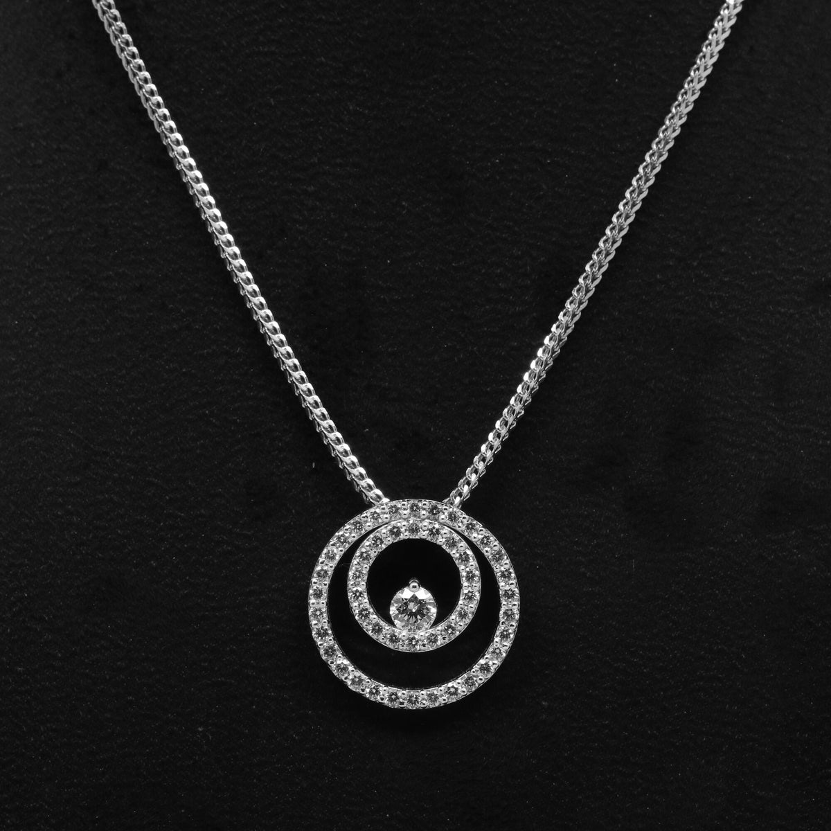 18K Lab Grown Diamond Necklace – 2 Carat Round Diamonds, Hallmarked