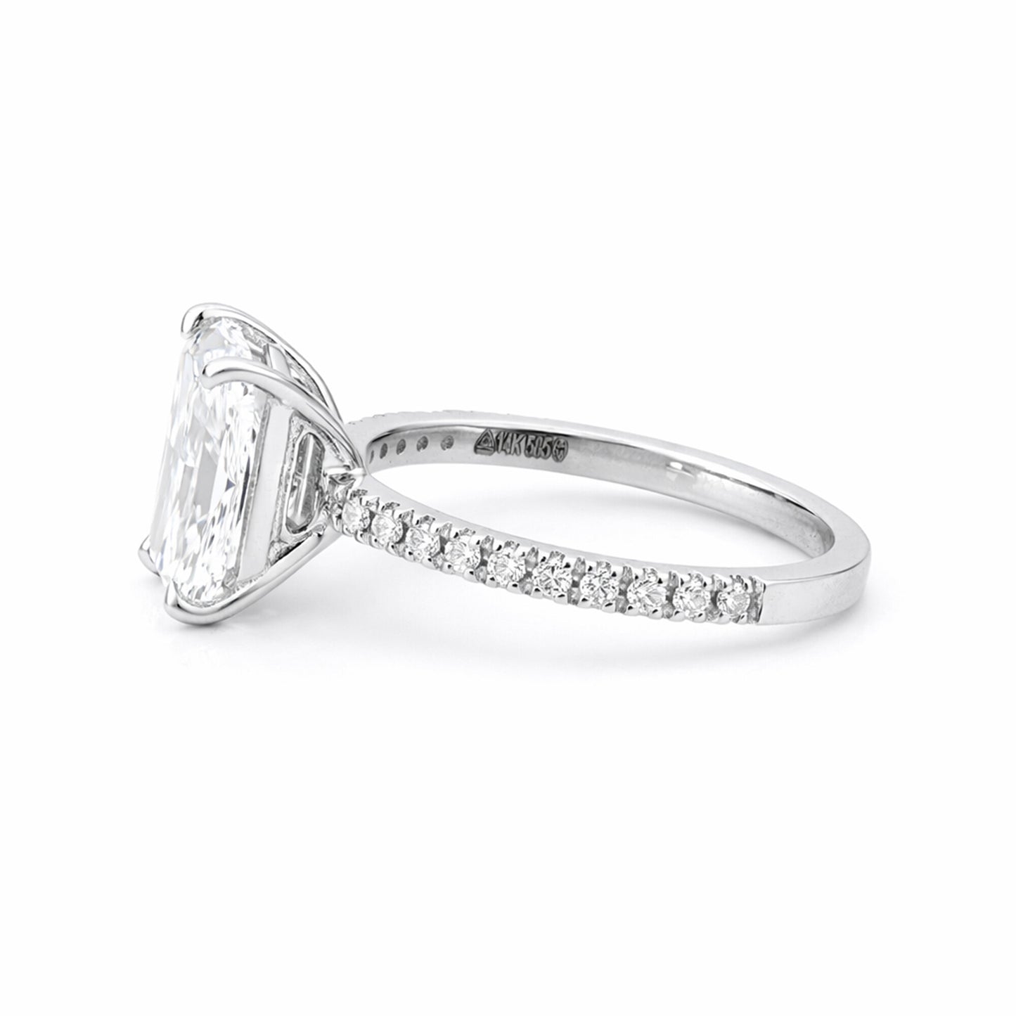 14K/18K Lab Grown Diamond Emerald Cut Ring for Women