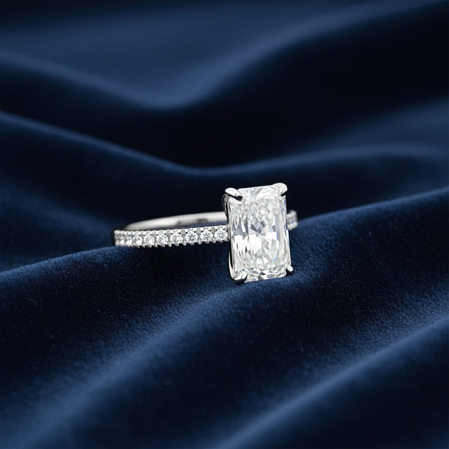 14K/18K Lab Grown Diamond Emerald Cut Ring for Women