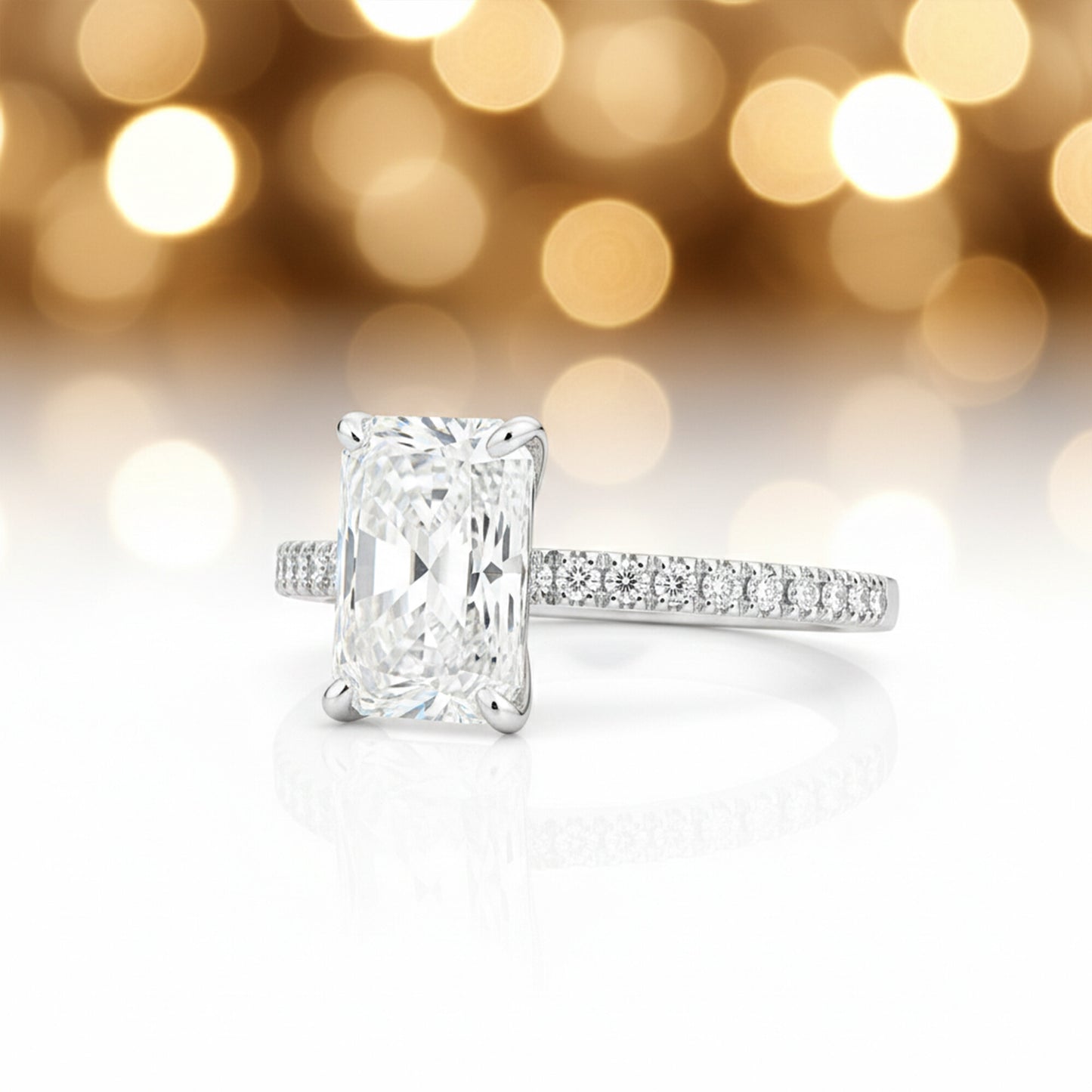 14K/18K Lab Grown Diamond Emerald Cut Ring for Women