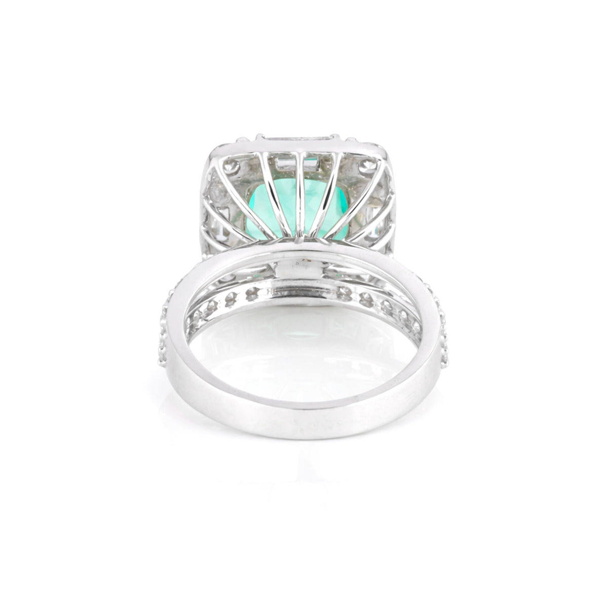 14K/18K Lab Grown Green Diamond Asscher Cut Ring for Women