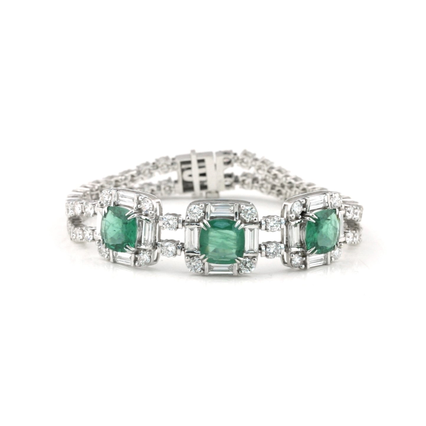 14K/18K Lab Grown Emerald Bracelet – Round Cut, 17.47ct, BIS Hallmark Gold