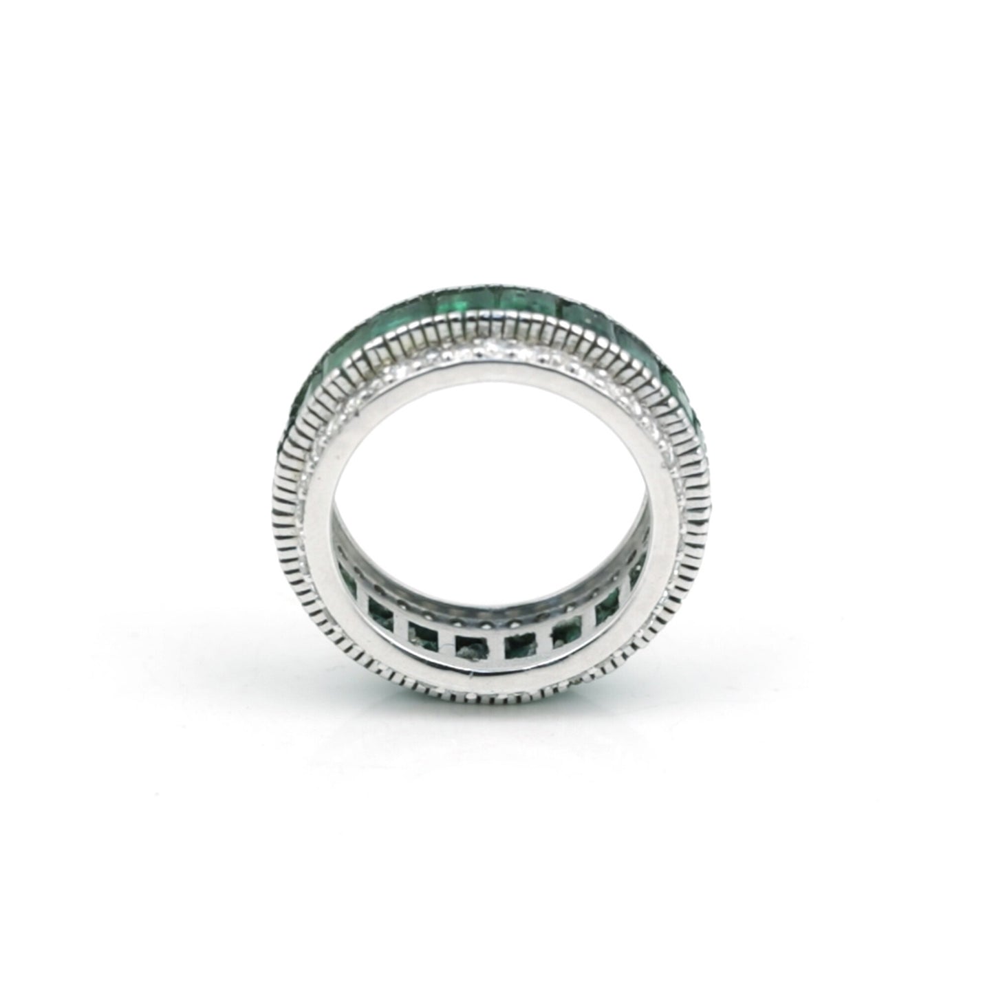 14K/18K Natural Emerald Round Cut Ring with Diamond Accents - BIS Hallmarked Gold