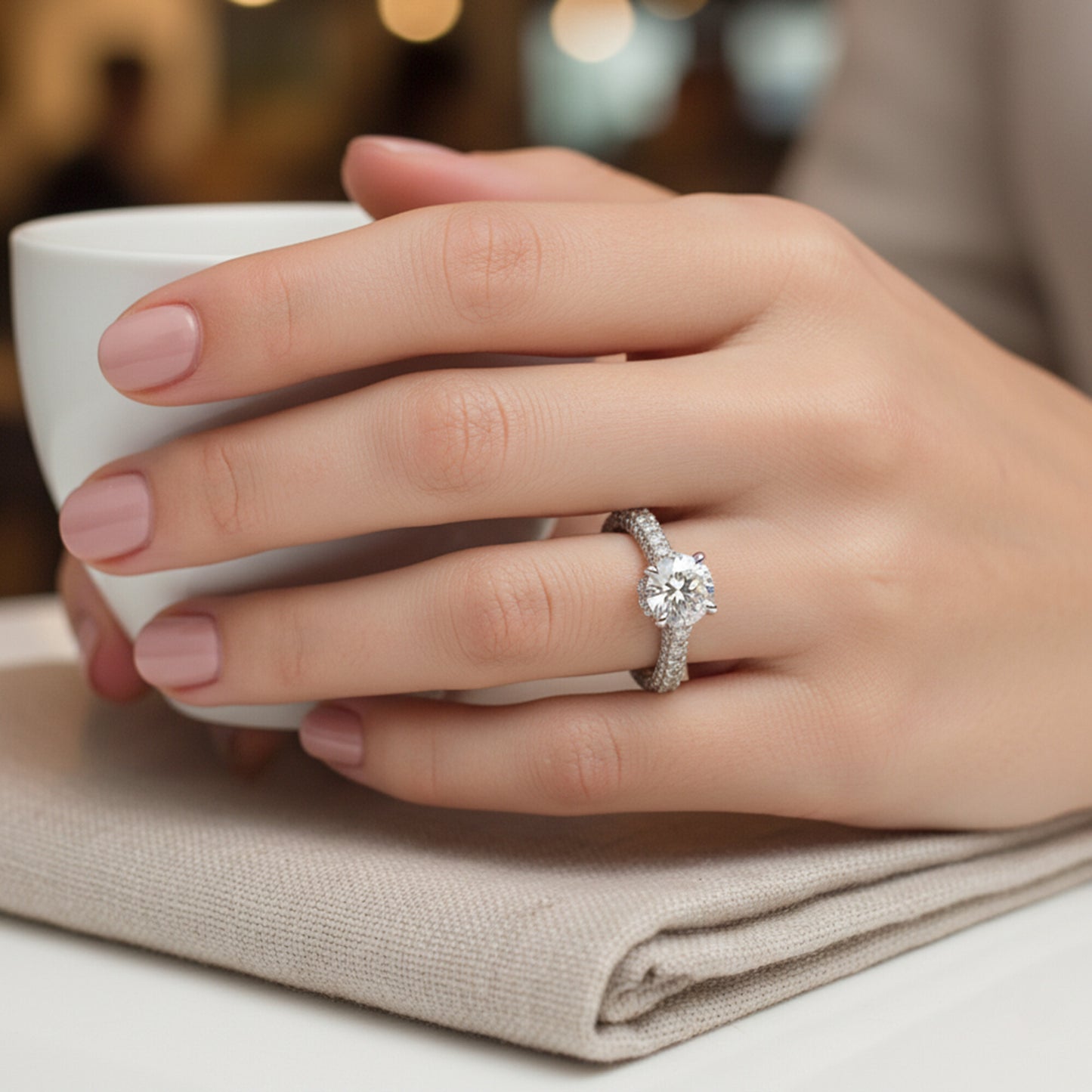 14K/18K Lab Grown Diamond Round Cut Ring for Women