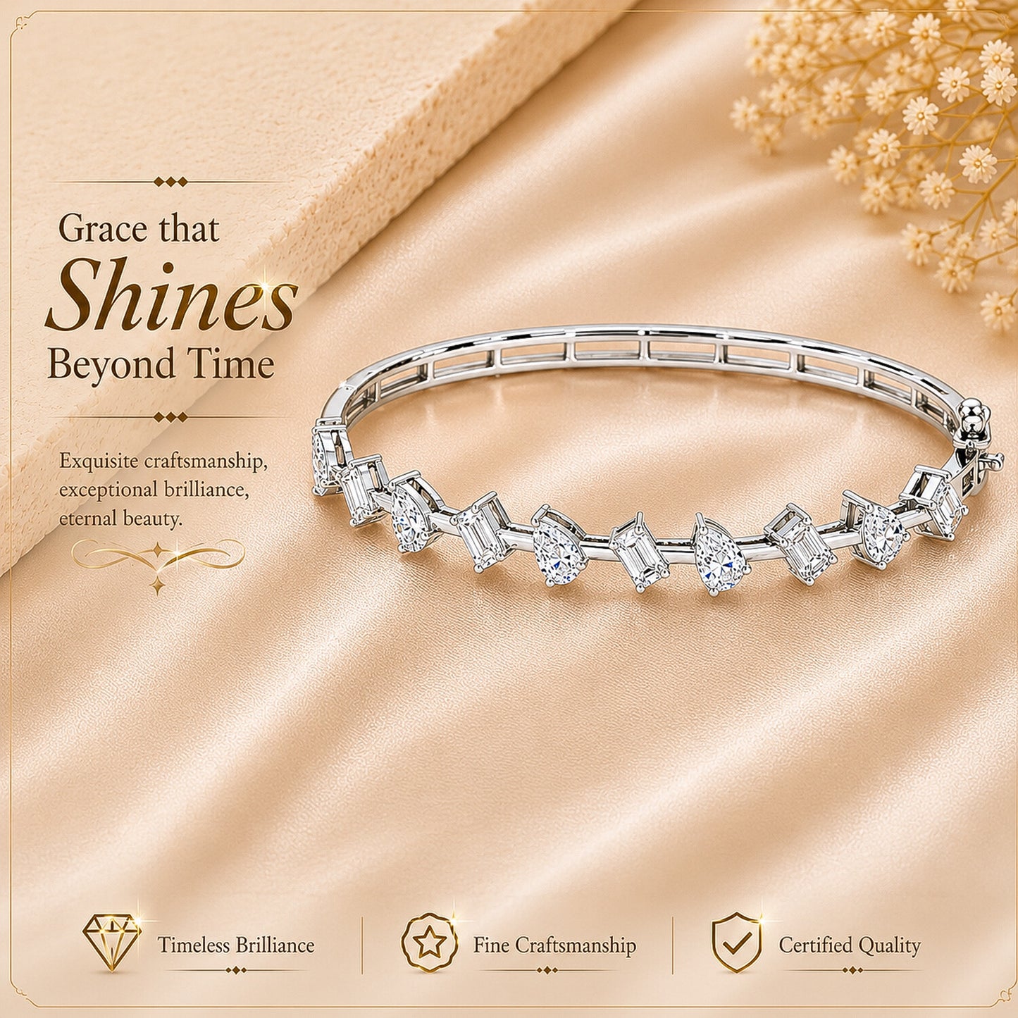 14K/18K Lab Grown Diamond Tennis Bracelet – Round Cut, 3.04ct, BIS Hallmark Gold