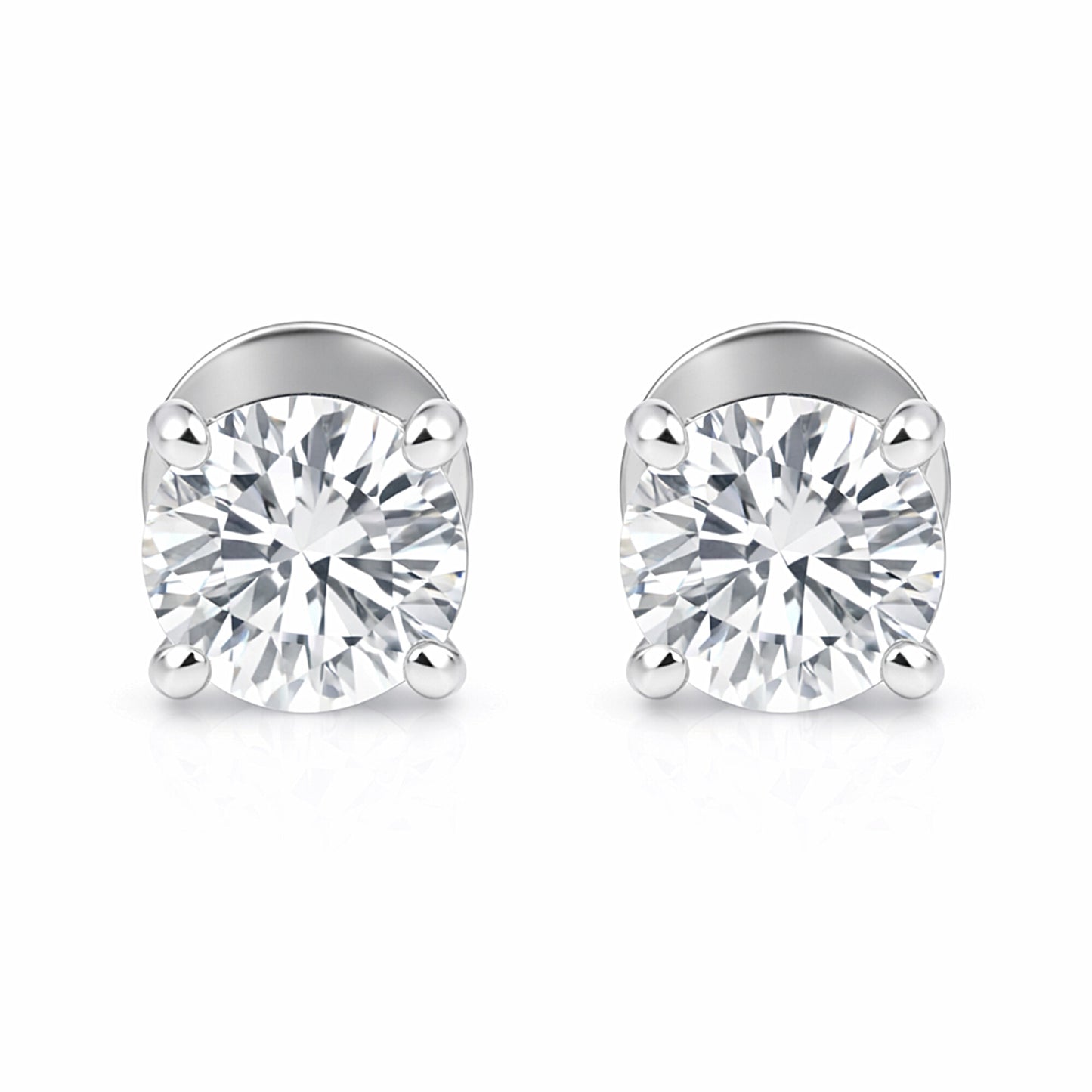 14K/18K Lab-Grown Diamond Solitaire Round Stud Earrings