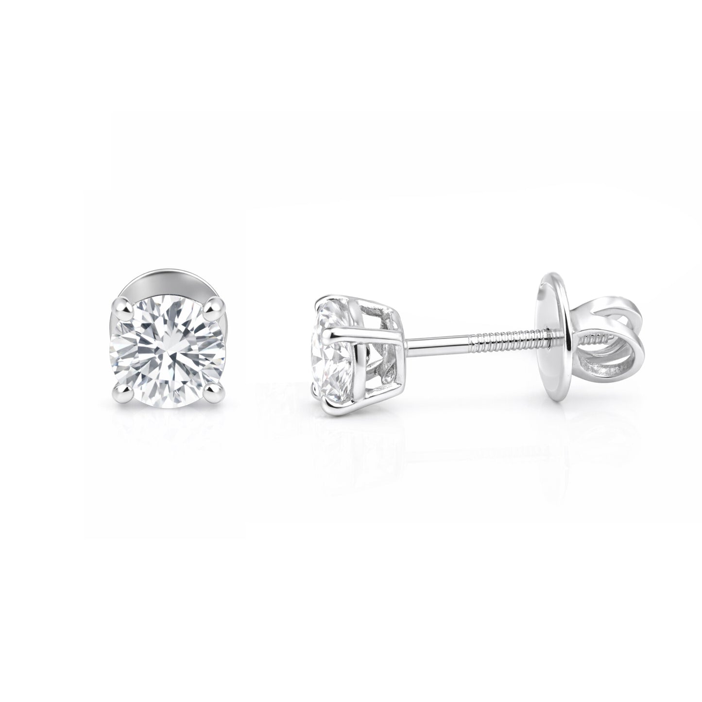 14K/18K Lab-Grown Diamond Solitaire Round Stud Earrings