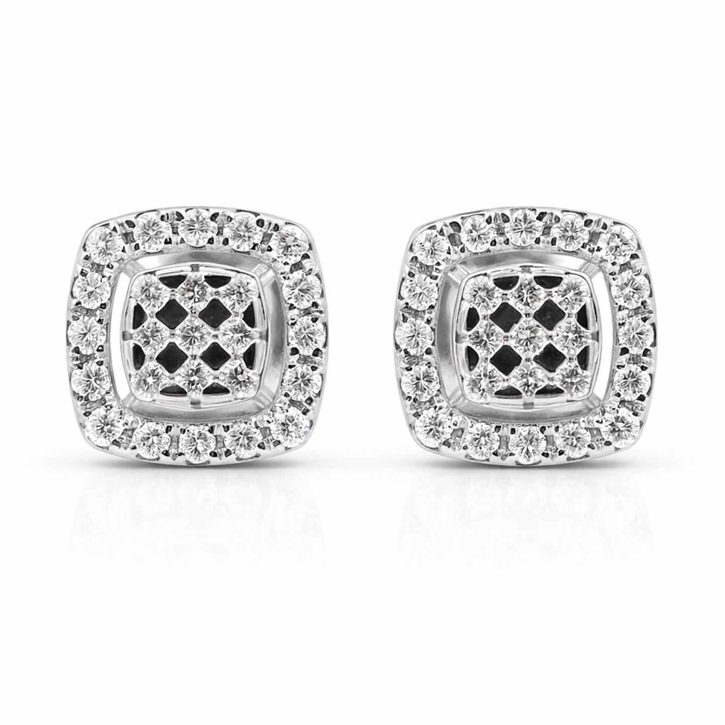 14K/18K Lab-Grown Diamond Pave Round Stud Earrings