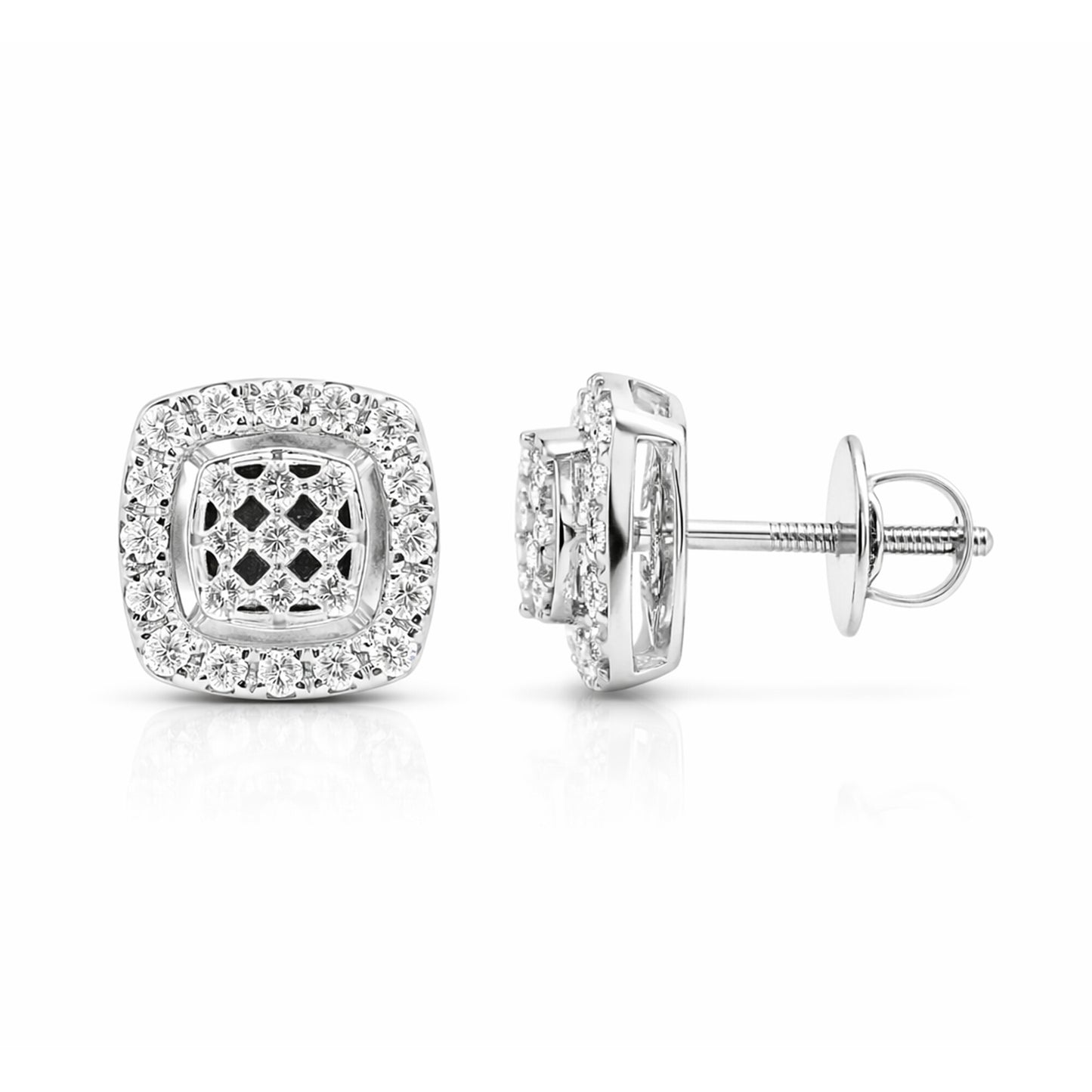 14K/18K Lab-Grown Diamond Pave Round Stud Earrings