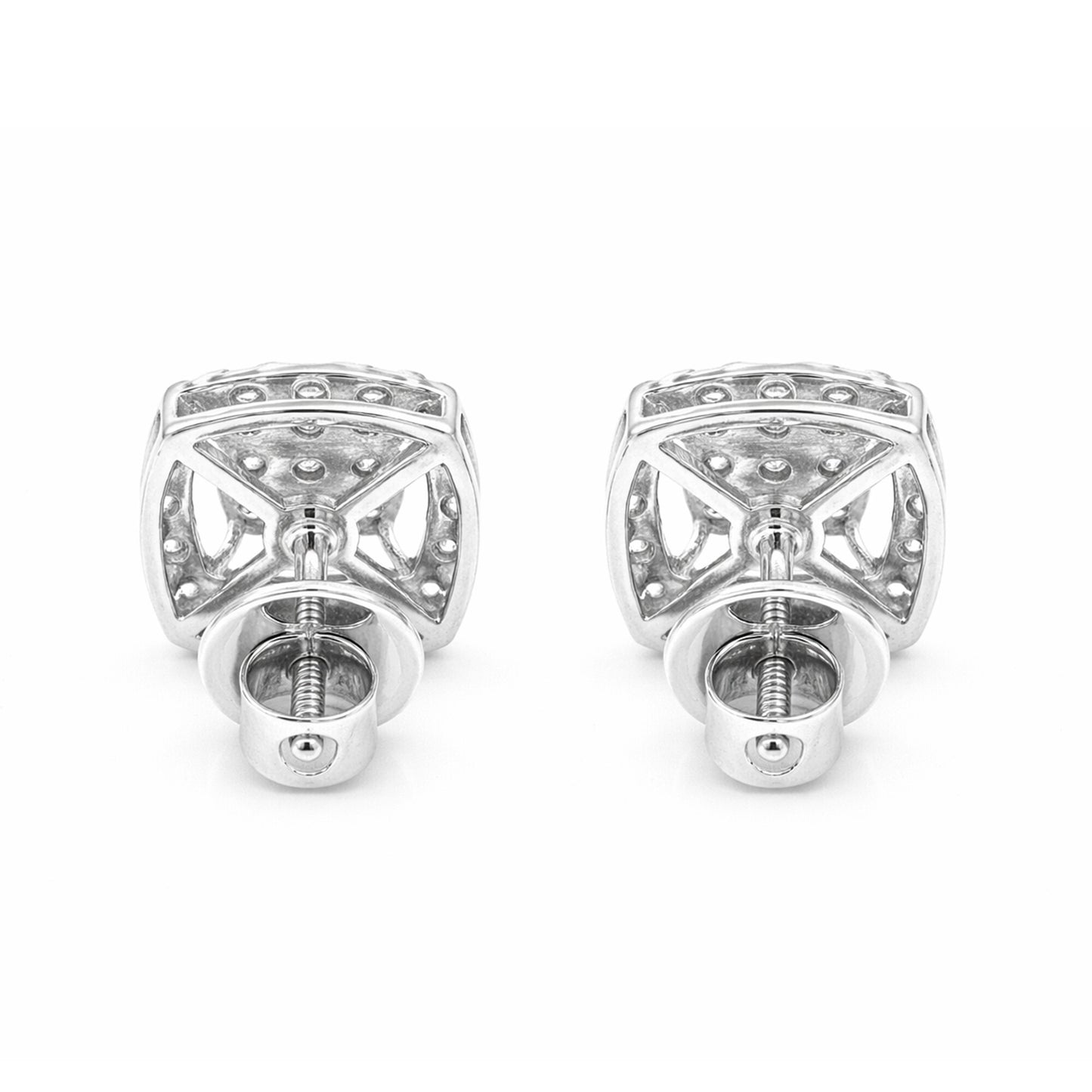14K/18K Lab-Grown Diamond Pave Round Stud Earrings