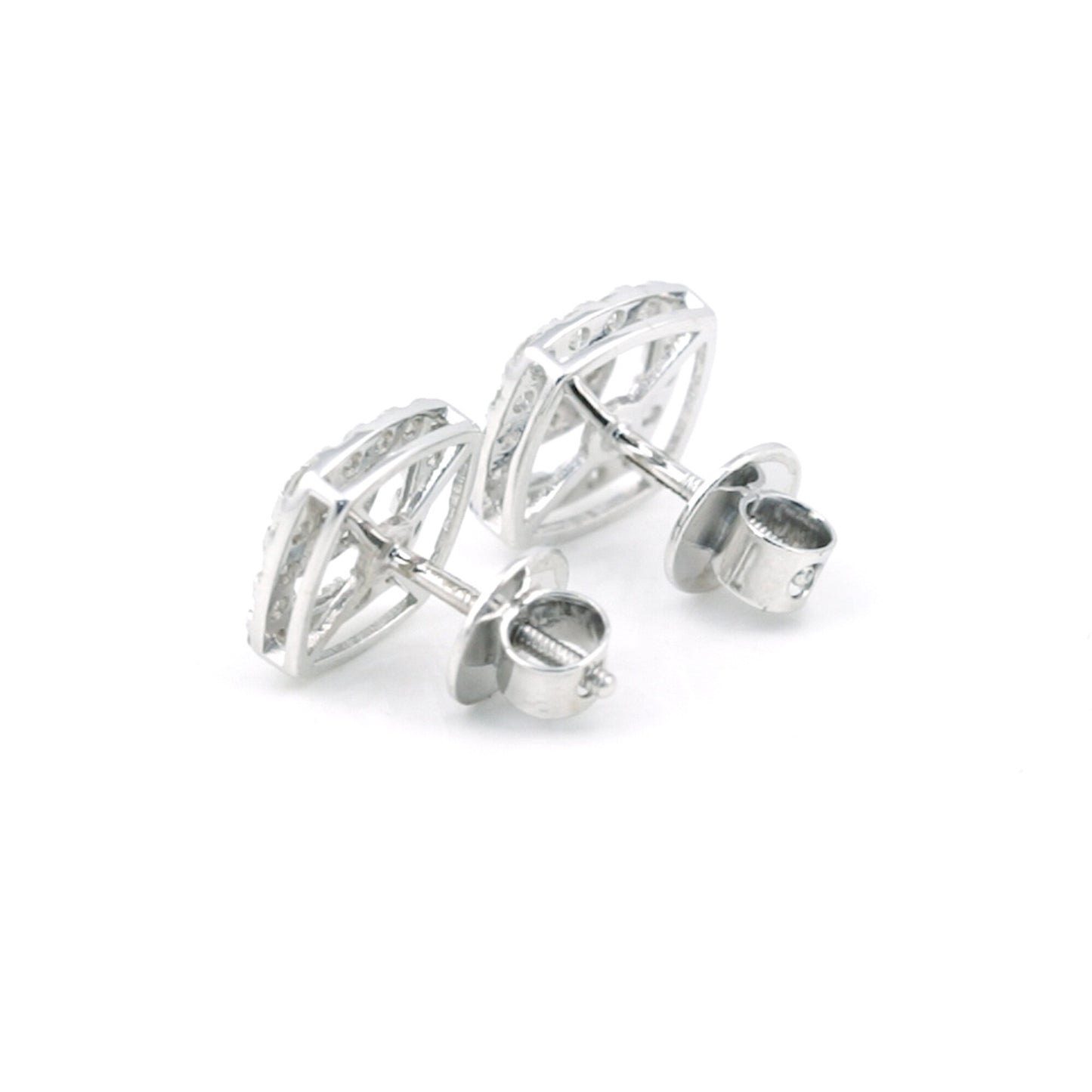14K/18K Lab-Grown Diamond Pave Round Stud Earrings