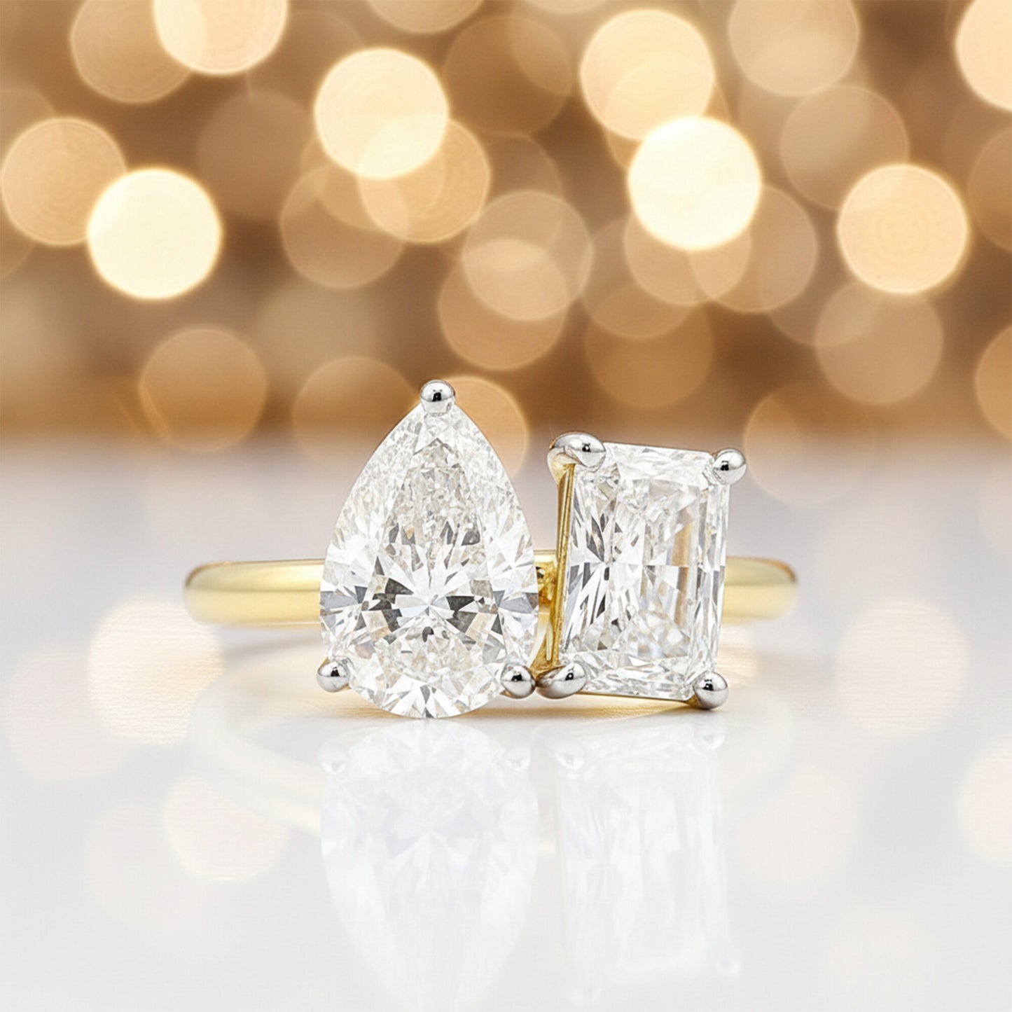 14K/18K Lab Grown Diamond Emerald Cut Ring for Women