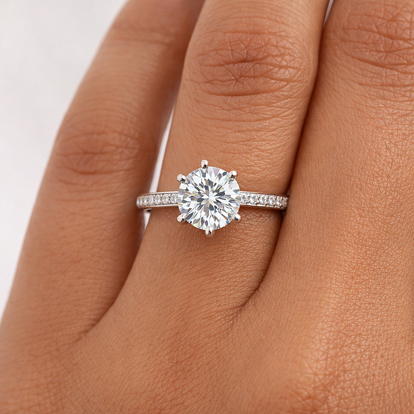 14K/18K Lab Grown Diamond Round Cut Ring for Women