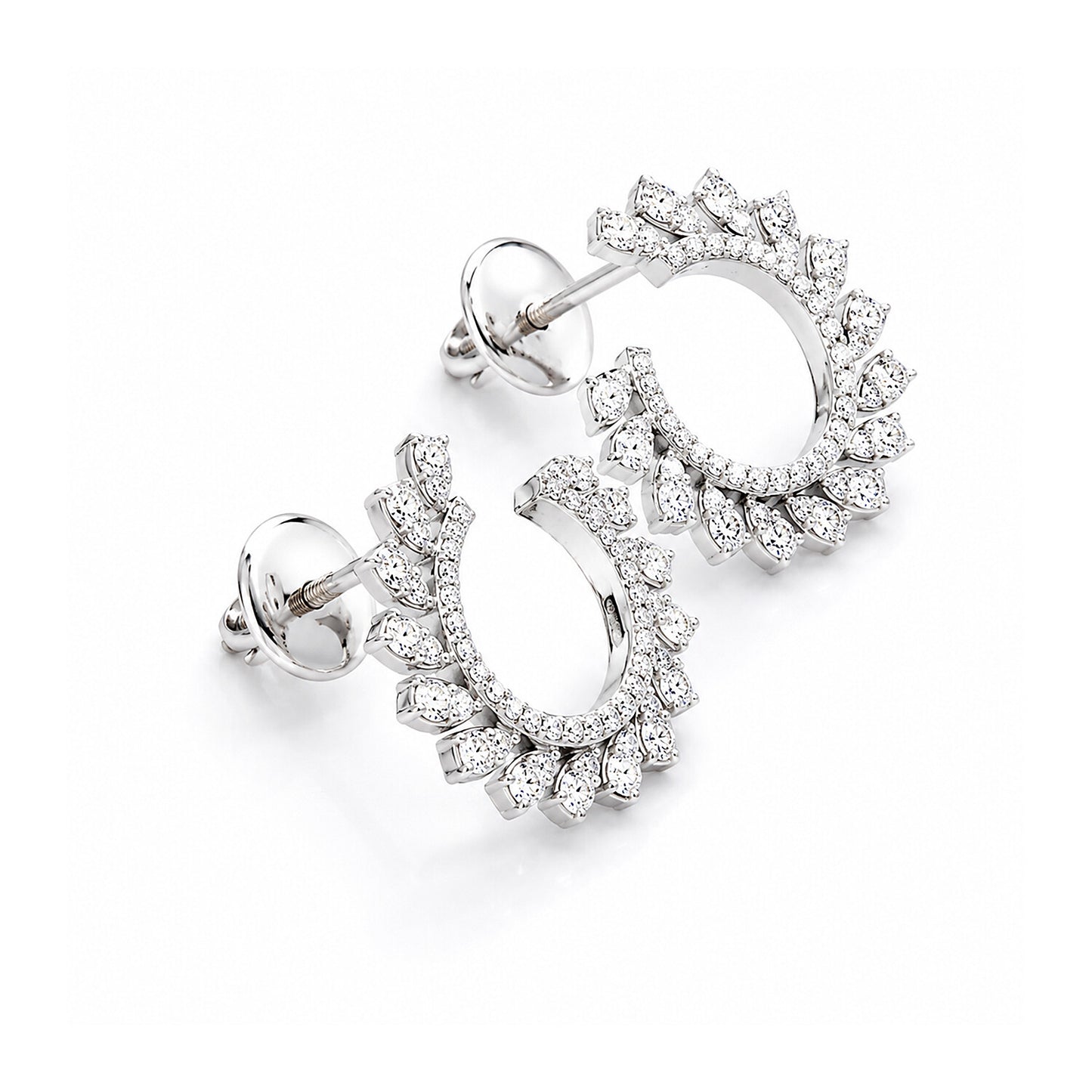 18K Lab-Grown Diamond Round Drop Earrings