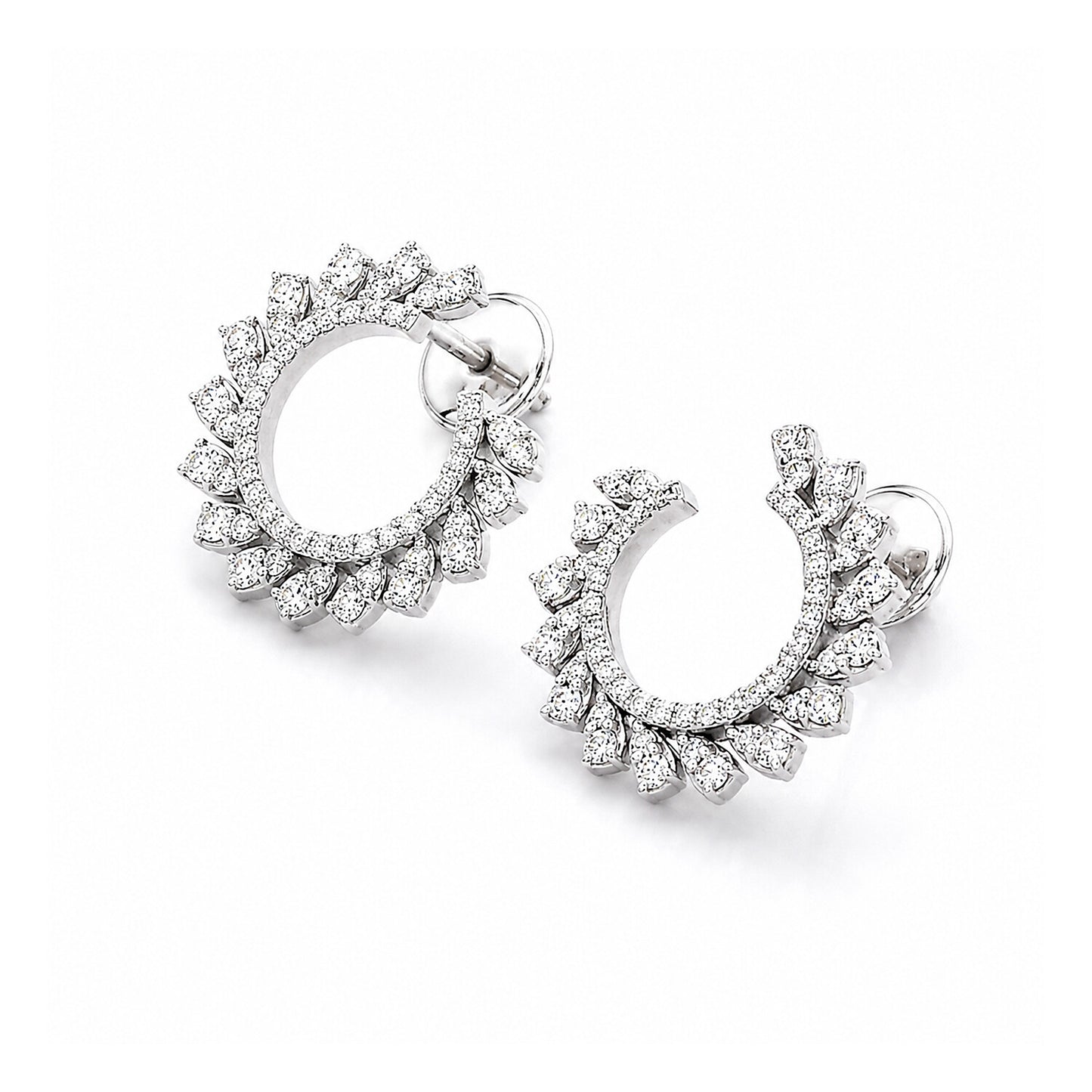 18K Lab-Grown Diamond Round Drop Earrings