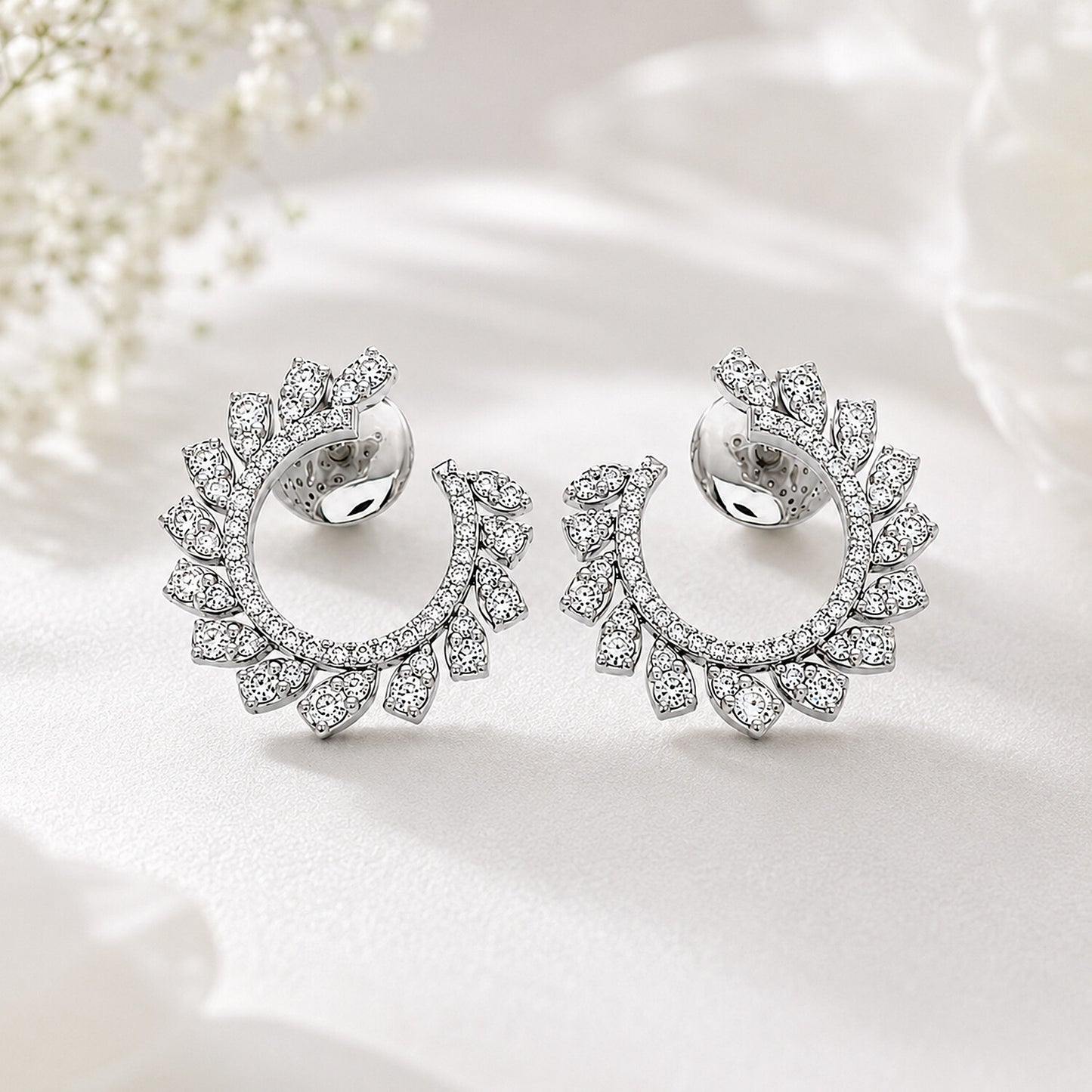 18K Lab-Grown Diamond Round Drop Earrings